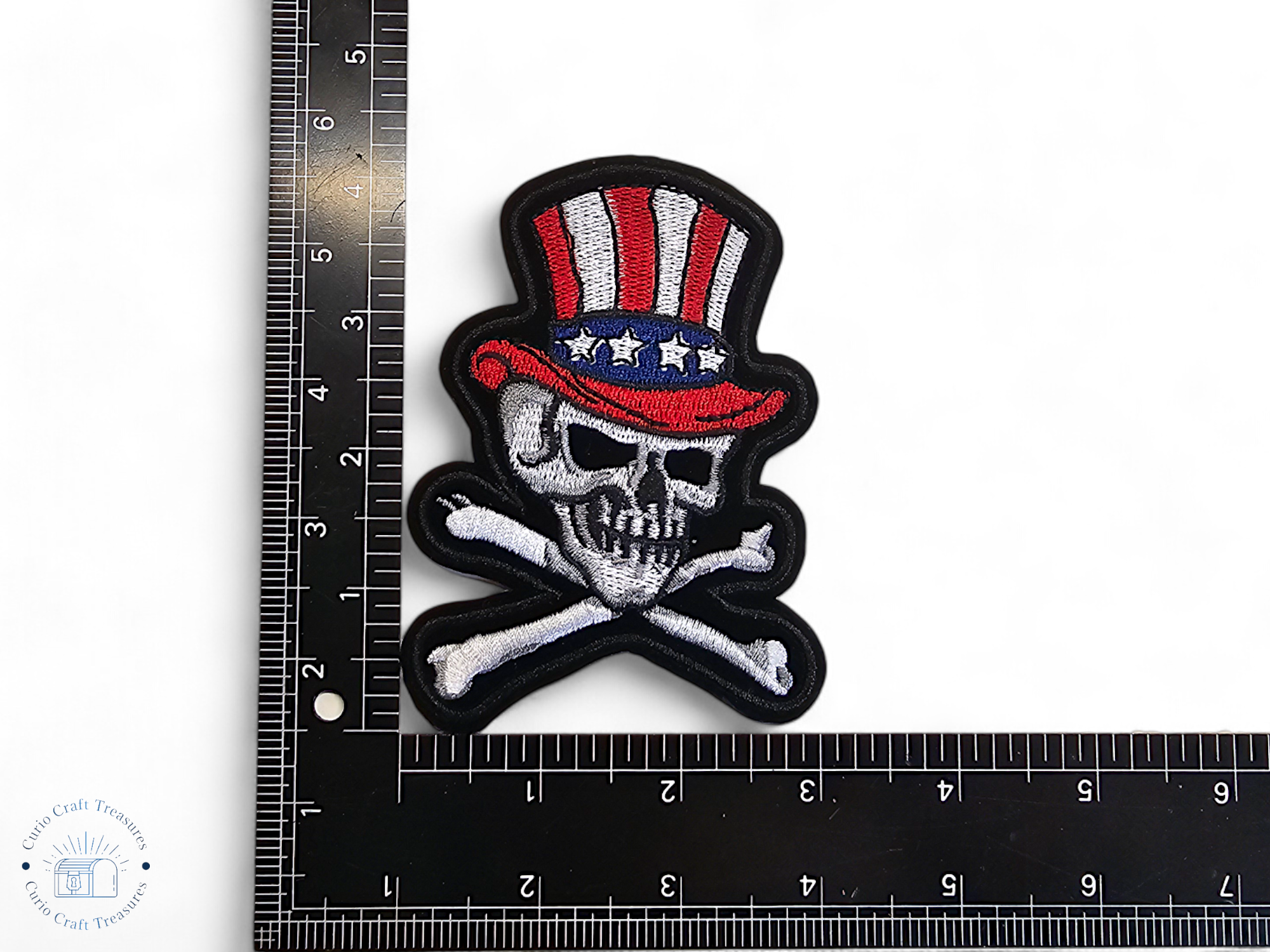 Embroided Patch, Iron on, Glue, Craft supply, Embroidery, Fabric, Gothic, Halloween, spooky, skeleton, Skull, Pirate, Bandana, knife, bone, Rose