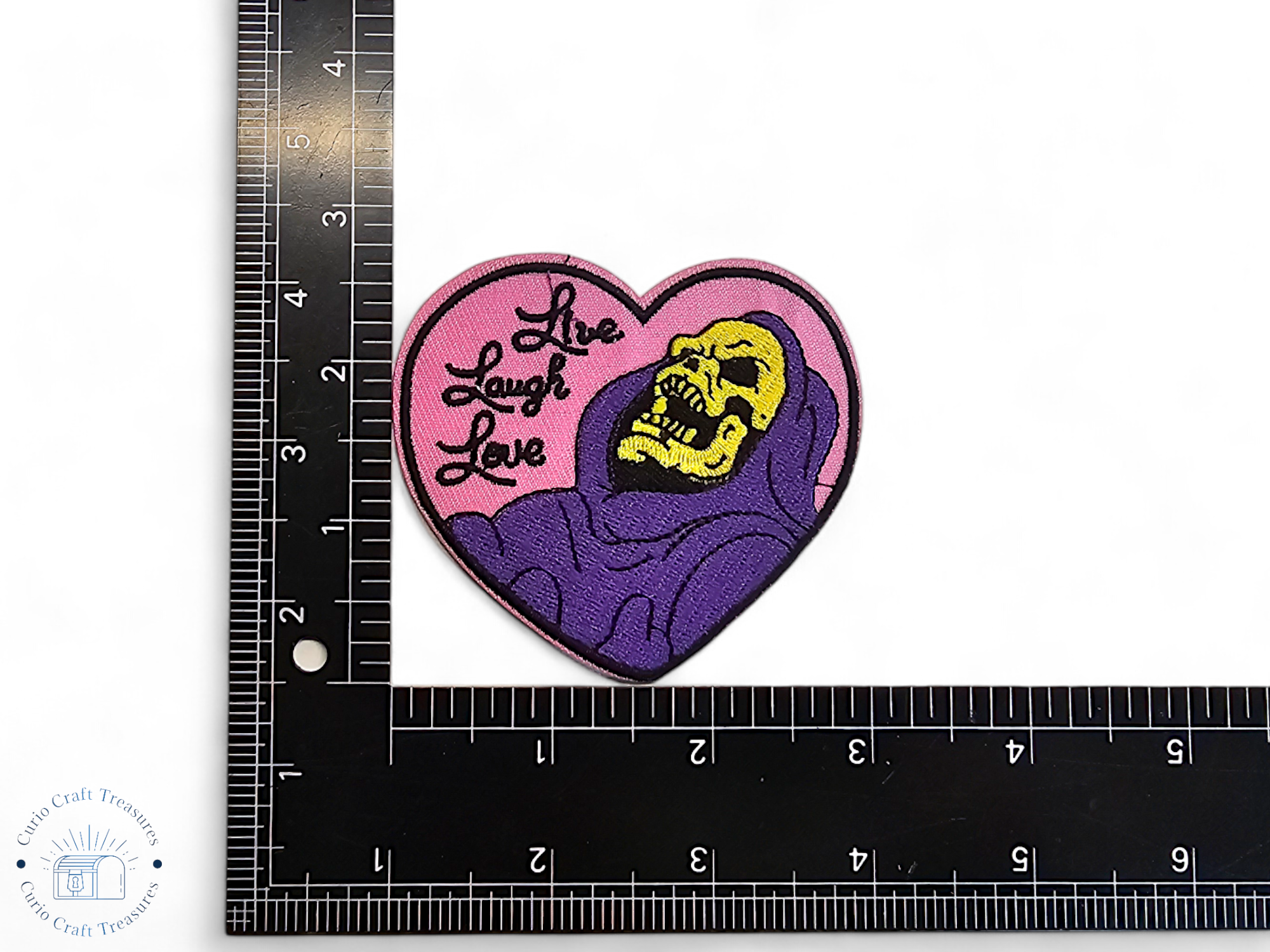 Embroided Patch, Iron on, Glue, Craft supply, Embroidery, Fabric, Heart, Black, Live laugh love, dead, checker, broken