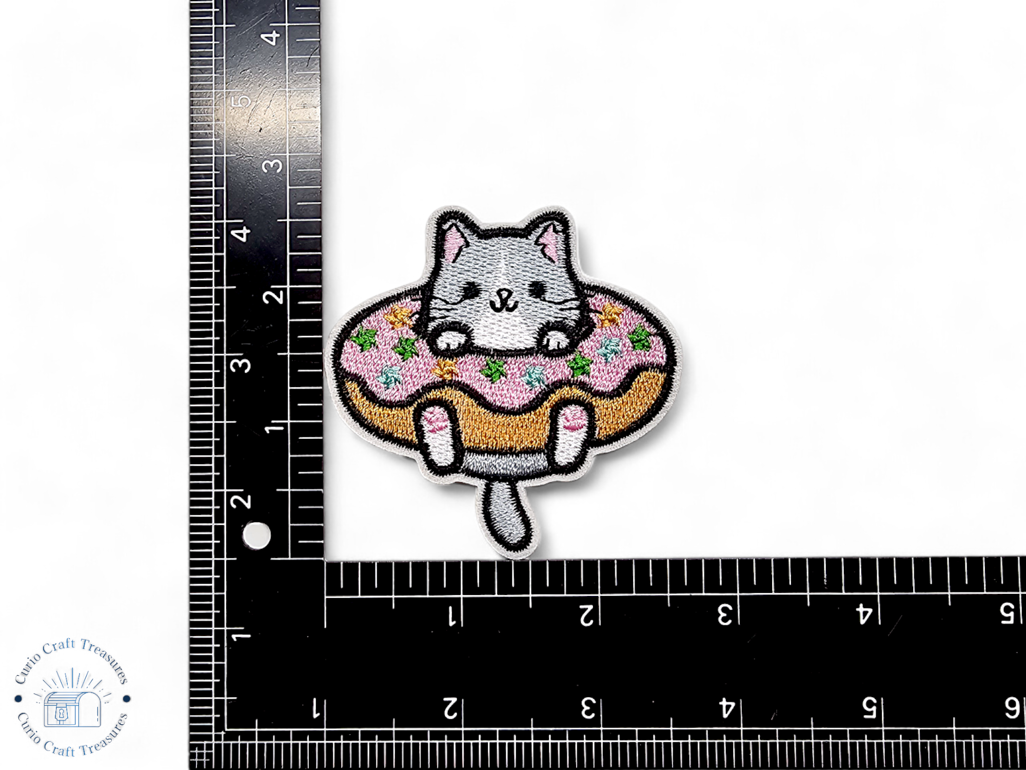 Embroided Patch, Iron on, Glue, Craft supply, Embroidery, Fabric, Cat, cute, animal, sleeping, books, donut, cupcake, fish