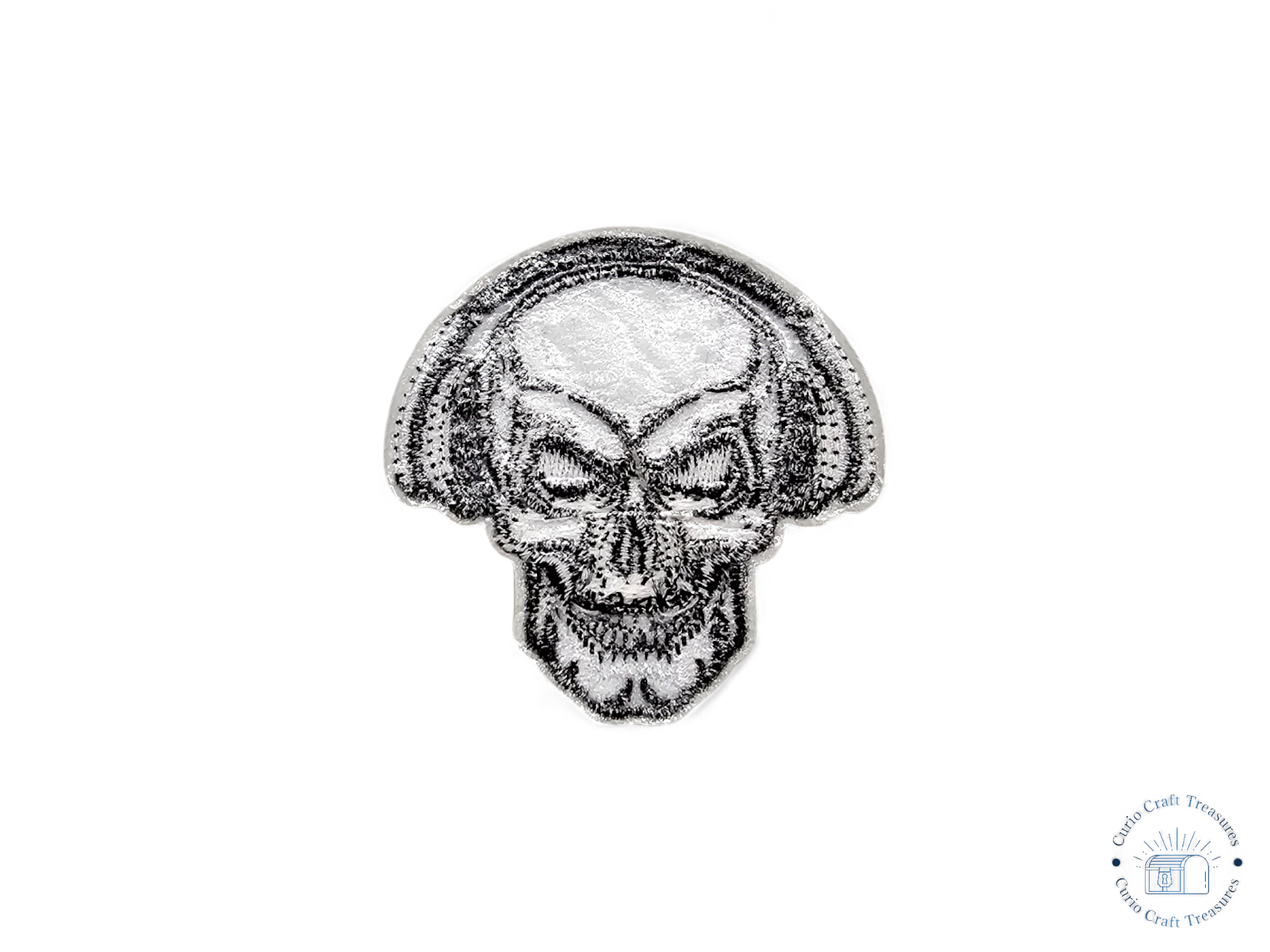 Embroided Patch, Iron on, Glue, Craft supply, Embroidery, Fabric, Music, Skull, Headphone, Record, treble clef