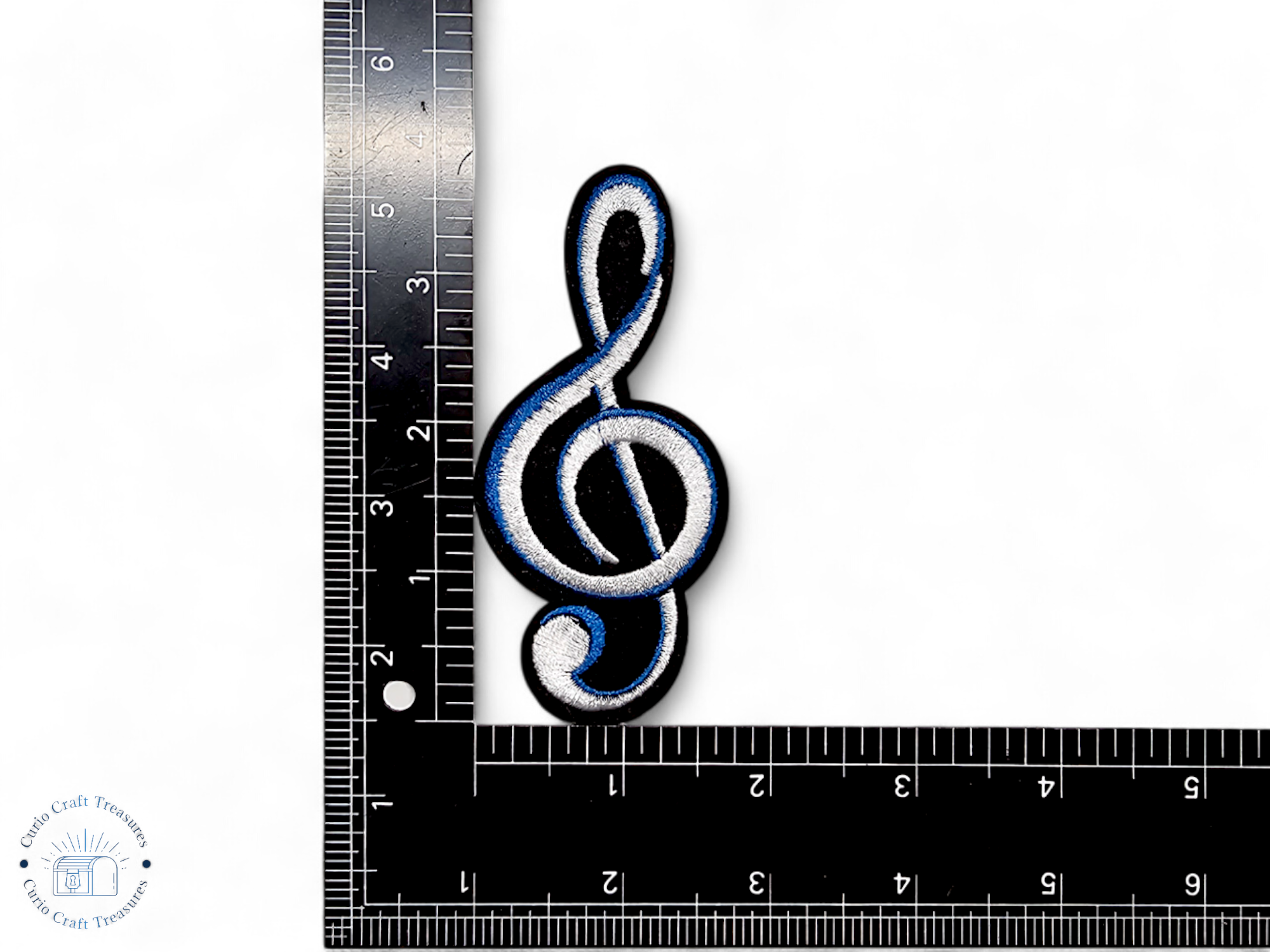 Embroided Patch, Iron on, Glue, Craft supply, Embroidery, Fabric, Music, Skull, Headphone, Record, treble clef