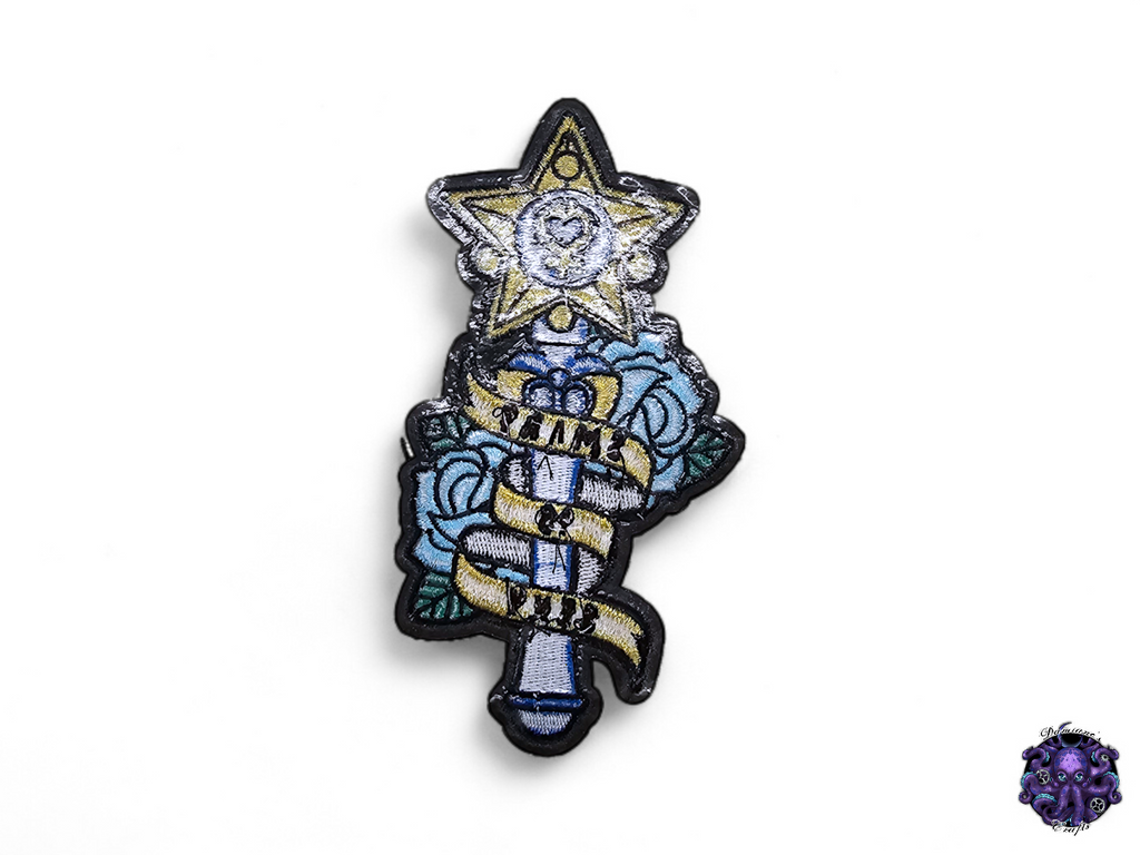 Embroided Patch, Iron on, Glue, Craft supply, Embroidery, Fabric, Cute, Kawai, Girl, Anime, Manga, Heart, gold, Medium