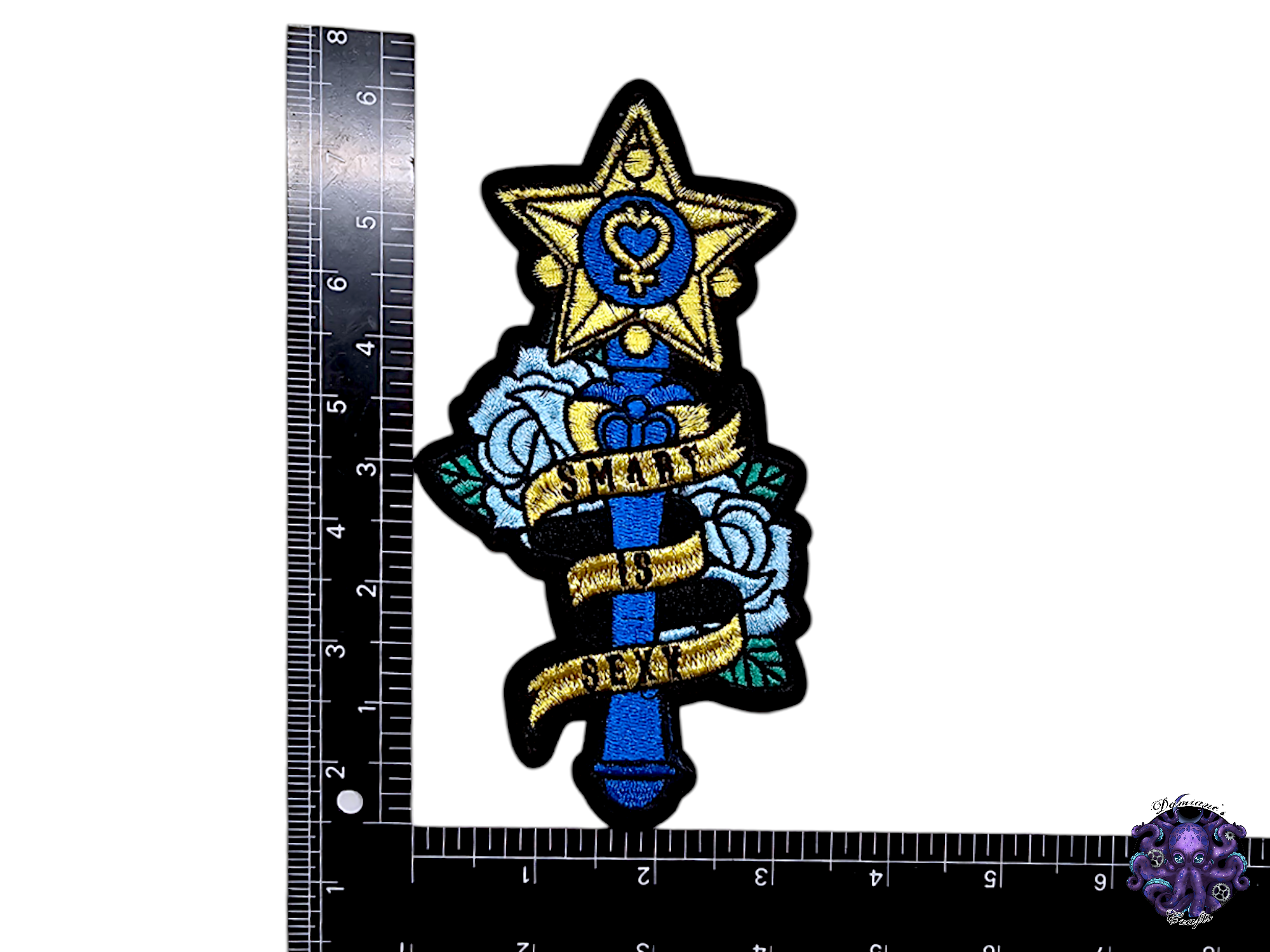 Embroided Patch, Iron on, Glue, Craft supply, Embroidery, Fabric, Cute, Kawai, Girl, Anime, Manga, Heart, gold, Medium