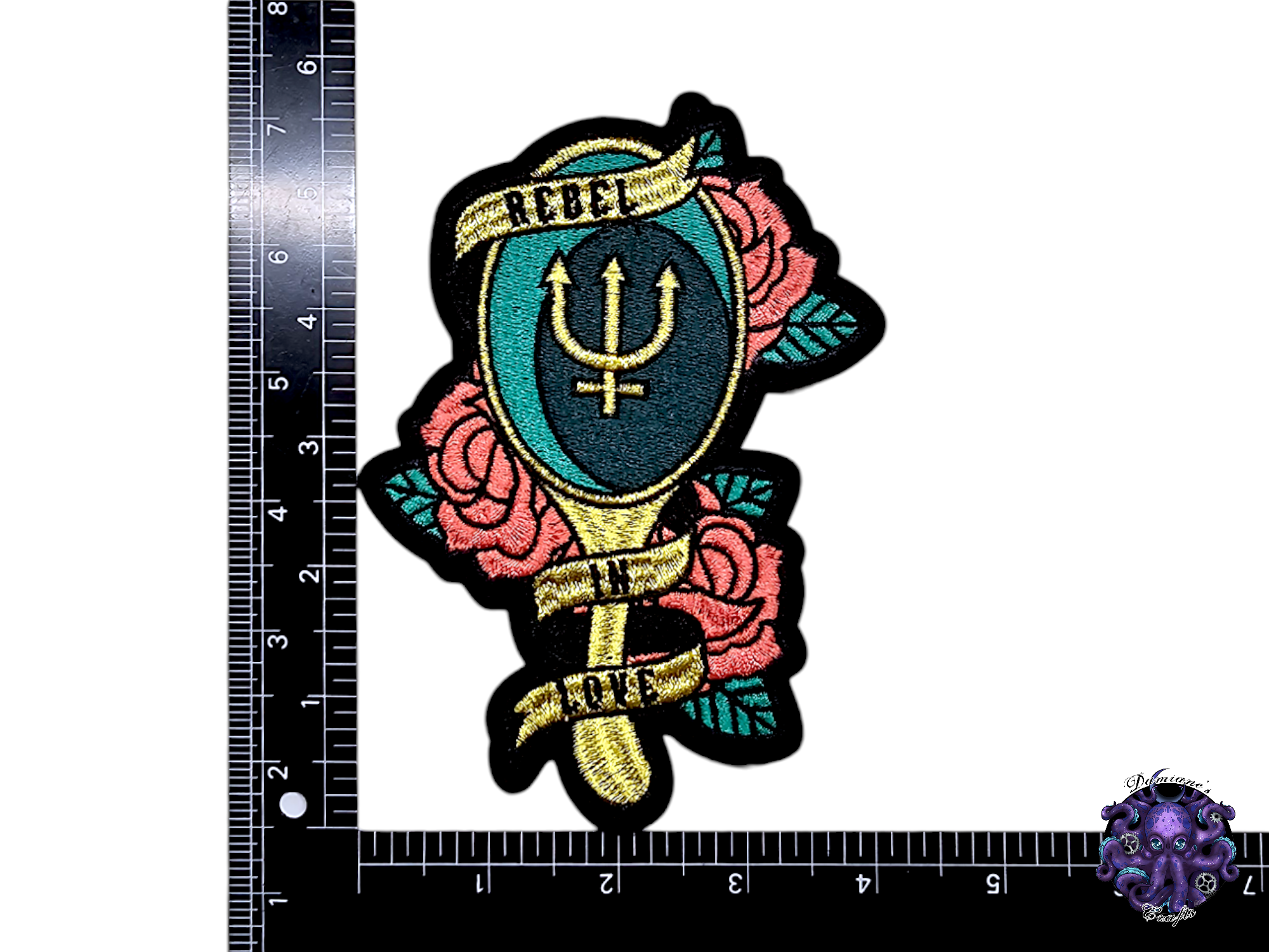 Embroided Patch, Iron on, Glue, Craft supply, Embroidery, Fabric, Cute, Kawai, Girl, Anime, Manga, Heart, gold, Medium