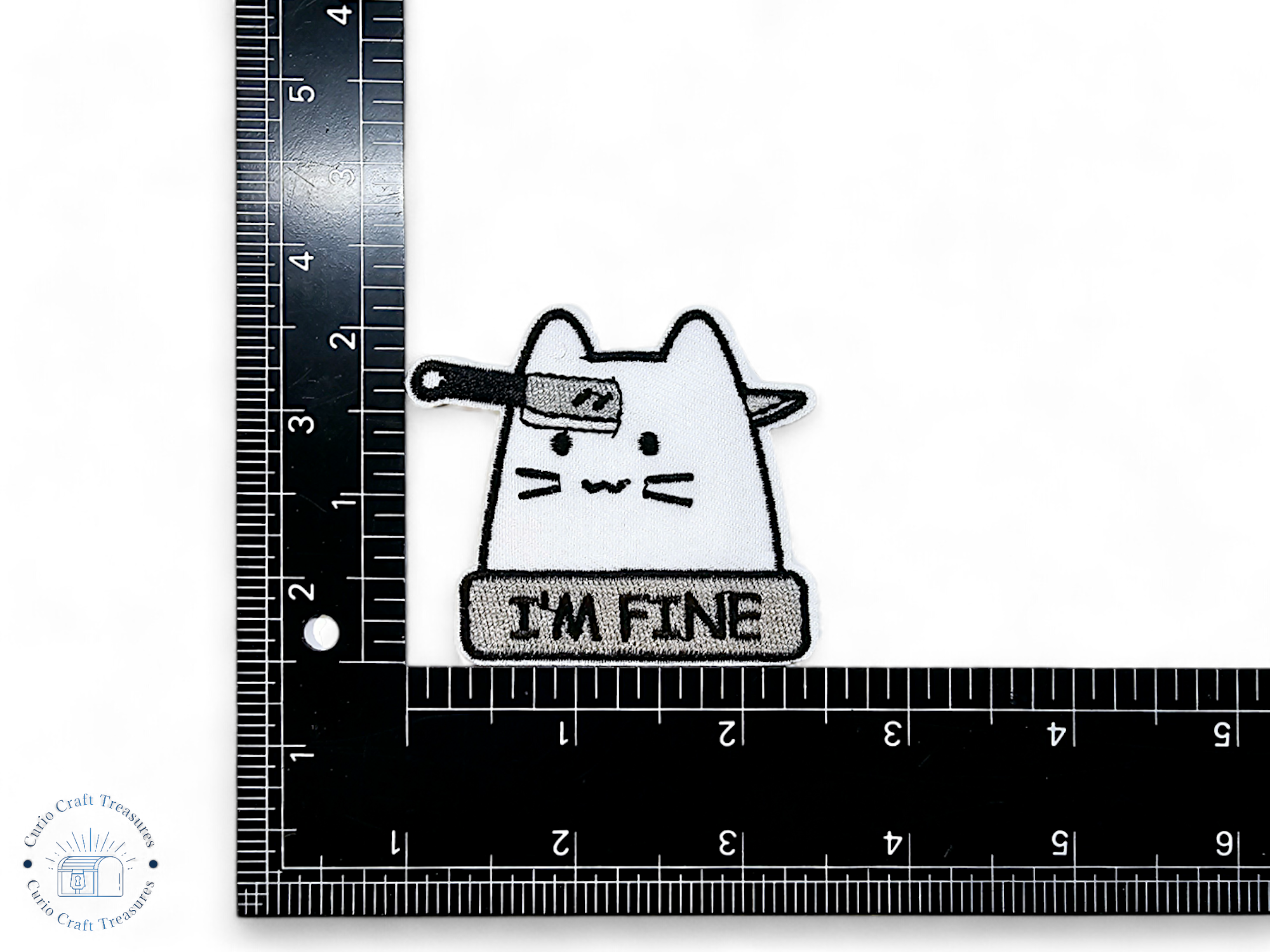 Embroided Patch, Iron on, Glue, Craft supply, Embroidery, Fabric, Cat, cute, animal, white, Plant, flower, bubble tea, knife, killer, adult, skeleton, i'm fine