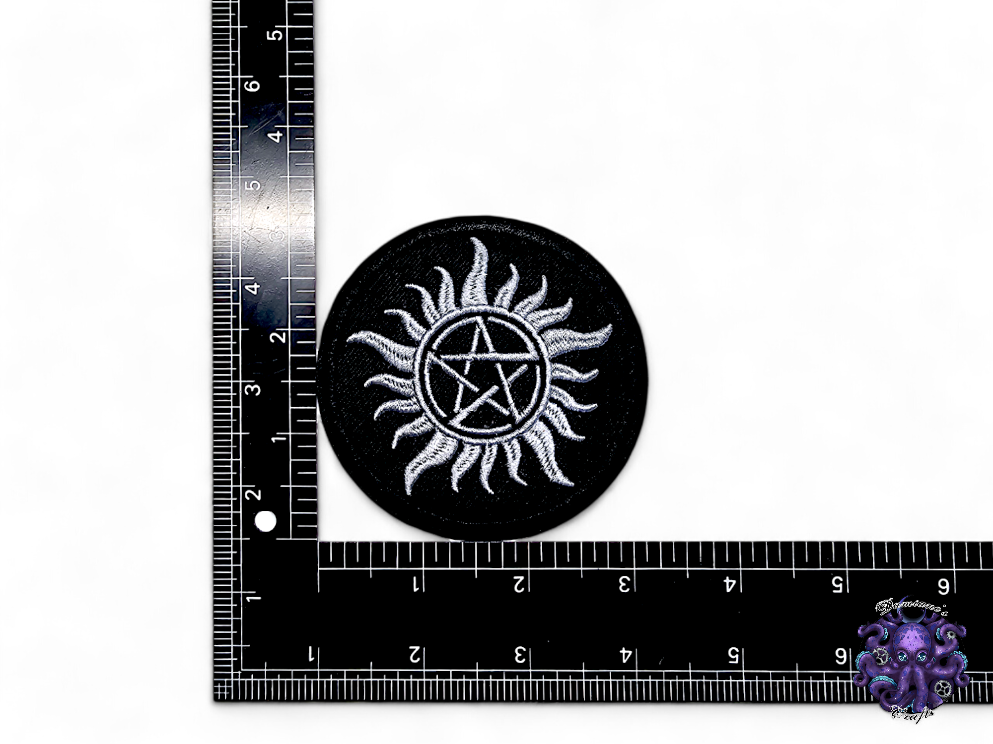 Embroided Patch, Iron on, Glue, Craft supply, Embroidery, Fabric, pentagram, pentacle, satan, cat, elements, seasons, moon, goddess, wicca, celtic, multicolor