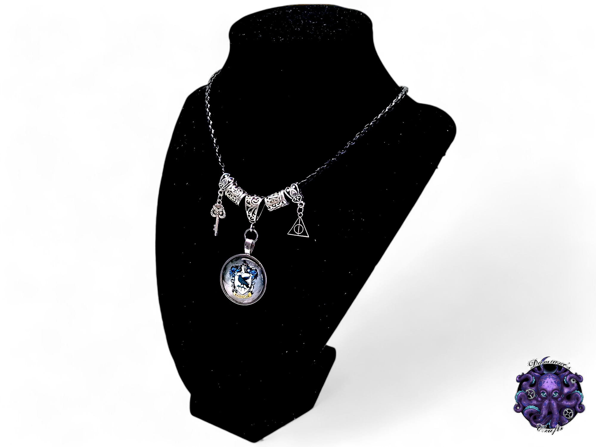 Collier, pendentif, magicien, sorcière, hibou, clé, Halloween, gothique, cordon en cuir, cadeau pour elle, GN, costume, argent