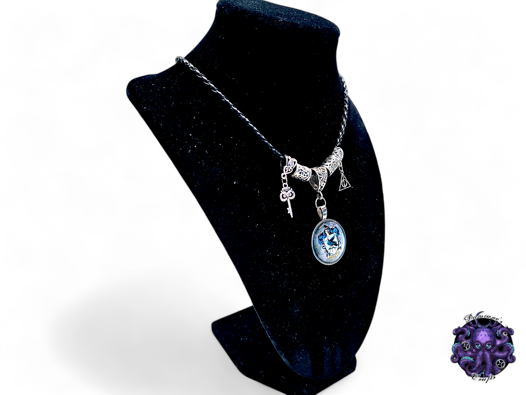 Collier, pendentif, magicien, sorcière, hibou, clé, Halloween, gothique, cordon en cuir, cadeau pour elle, GN, costume, argent
