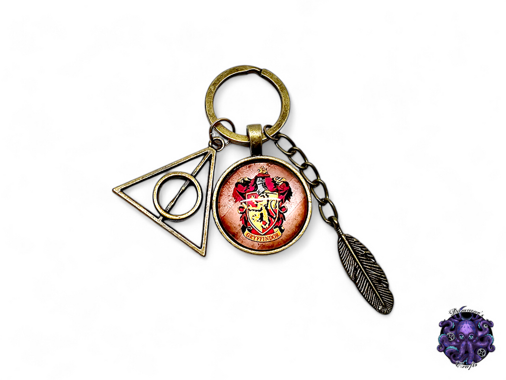 Porte-clés, plume, magicien, sorcière, ambiance sorcière, Halloween, gothique, cordon en cuir, cadeau pour elle, cadeau pour lui, GN, costume, bronze