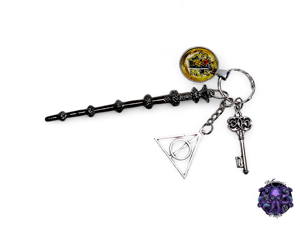Porte-clés, baguette magique, clé, magicien, sorcière, ambiance sorcière, Halloween, gothique, cordon en cuir, cadeau pour elle, cadeau pour lui, GN, costume, argent