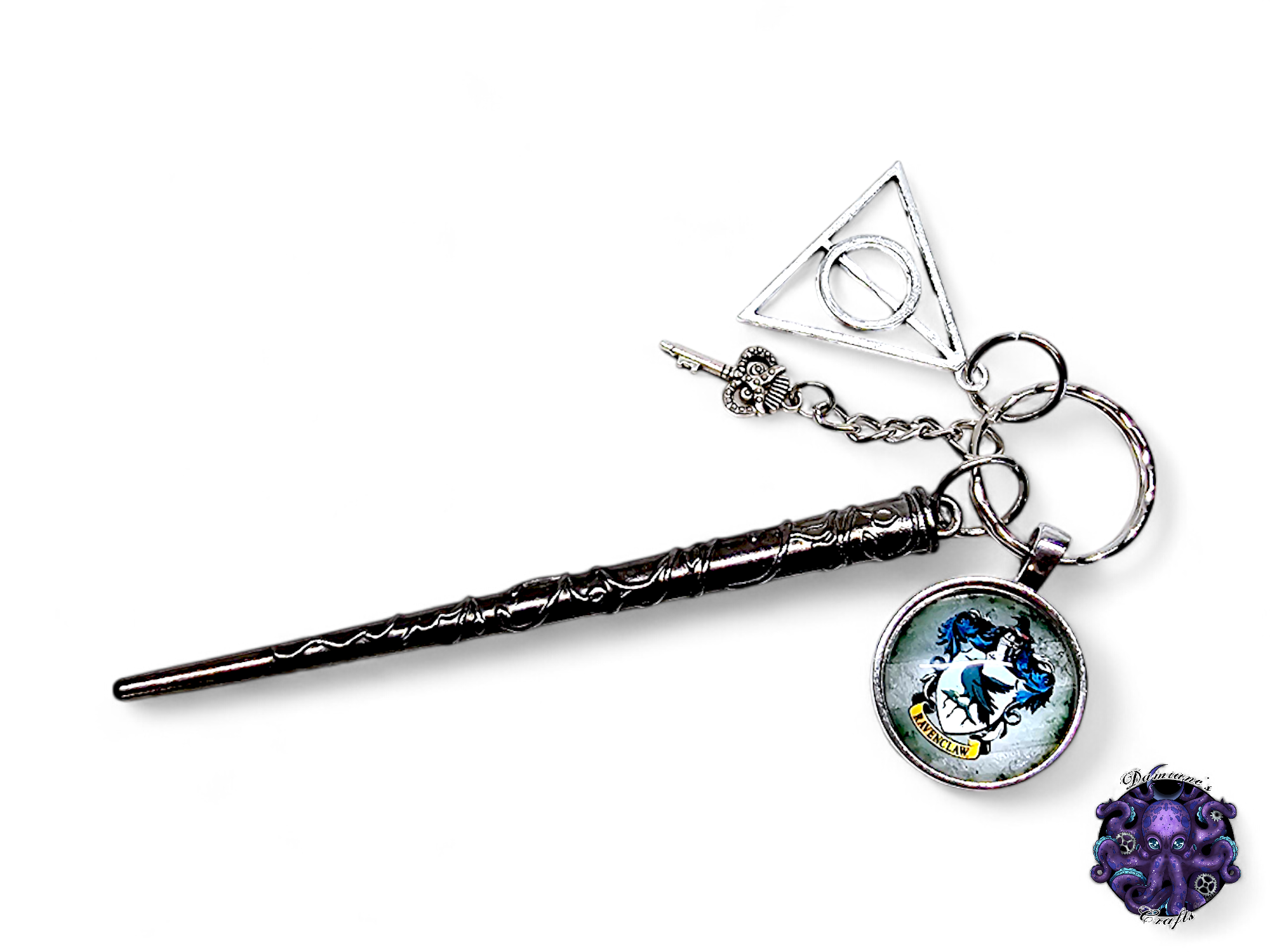 Keychain, Wand, key, Wizard, Witch, witchy, halloween, gothic, leather cord, gift for her, gift for him, LARP, costume, silver
