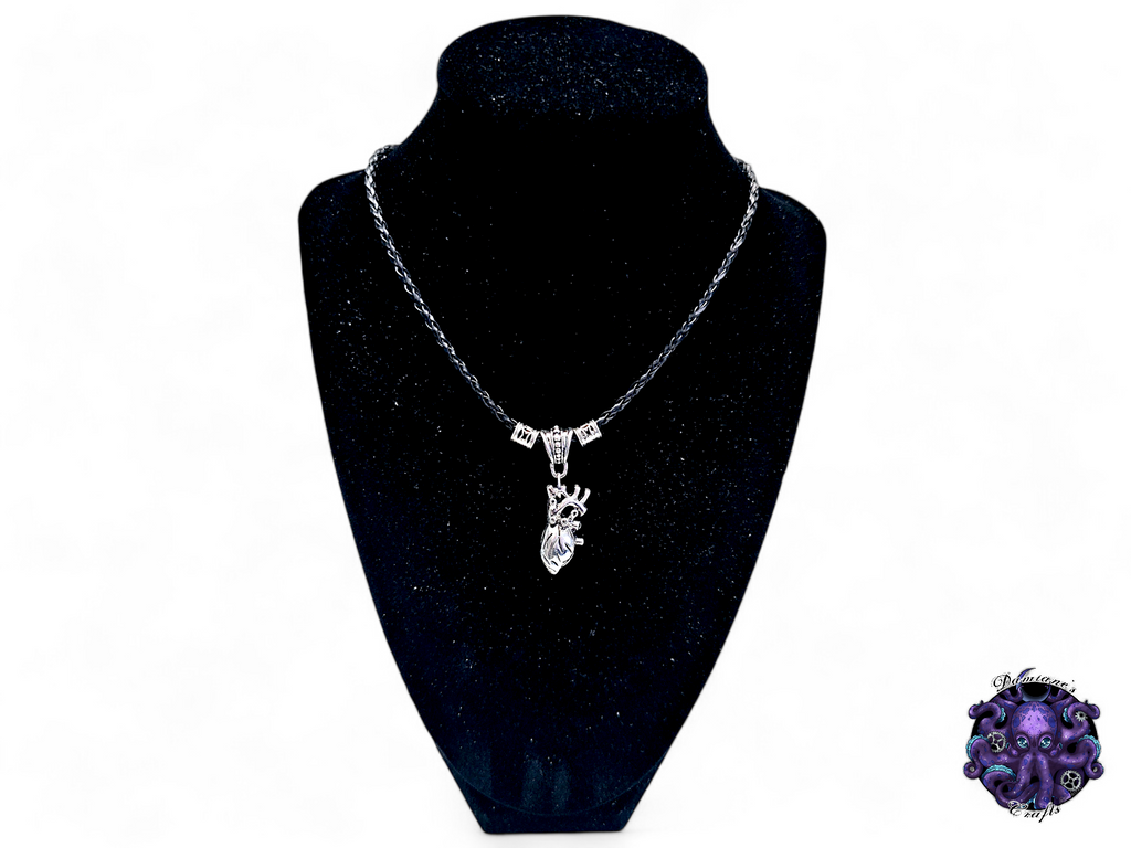 Collier, pendentif, cœur anatomique, sorcière, gothique, cordon en cuir, cadeau pour elle, GN, costume, argent