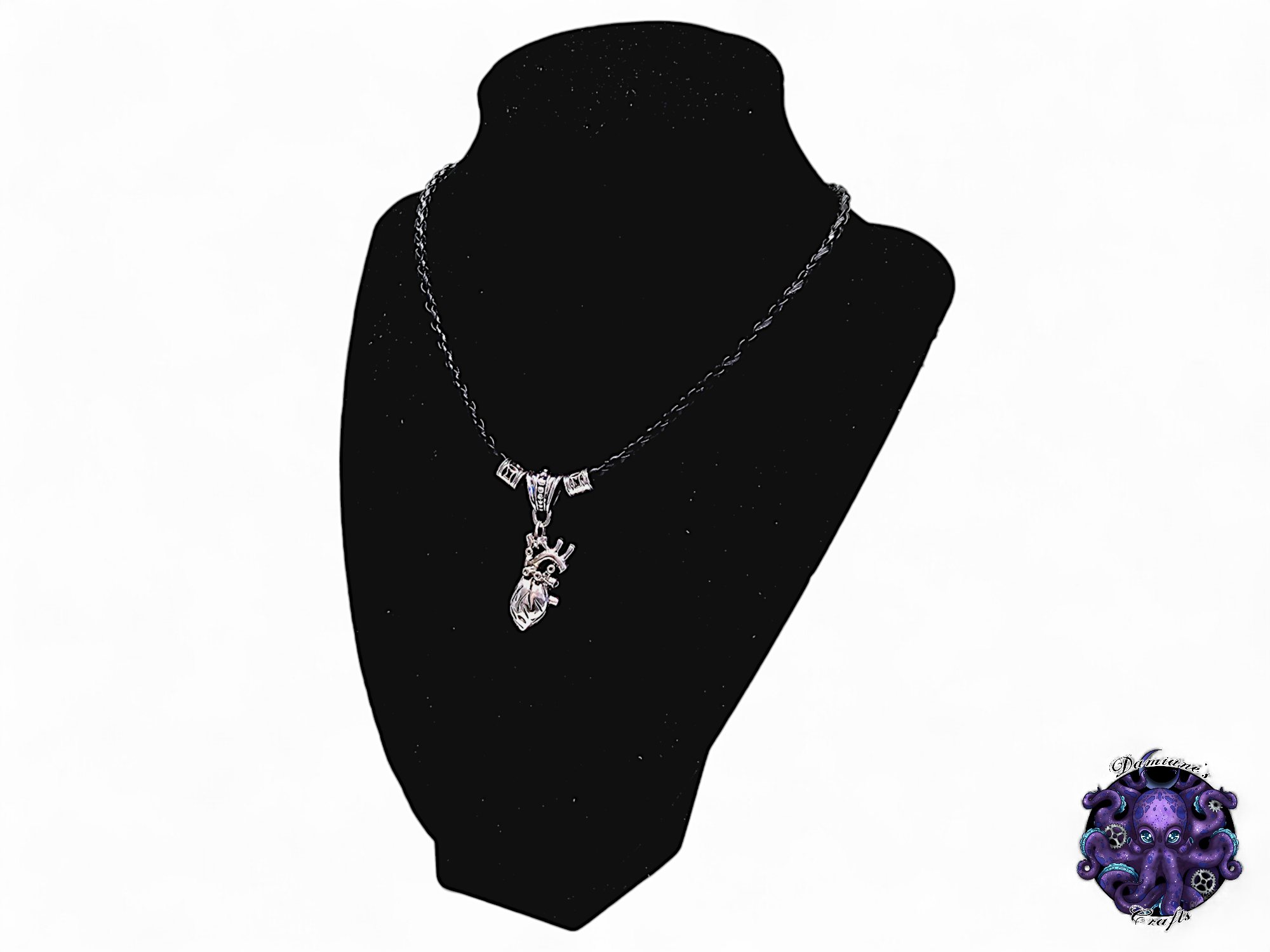 Collier, pendentif, cœur anatomique, sorcière, gothique, cordon en cuir, cadeau pour elle, GN, costume, argent