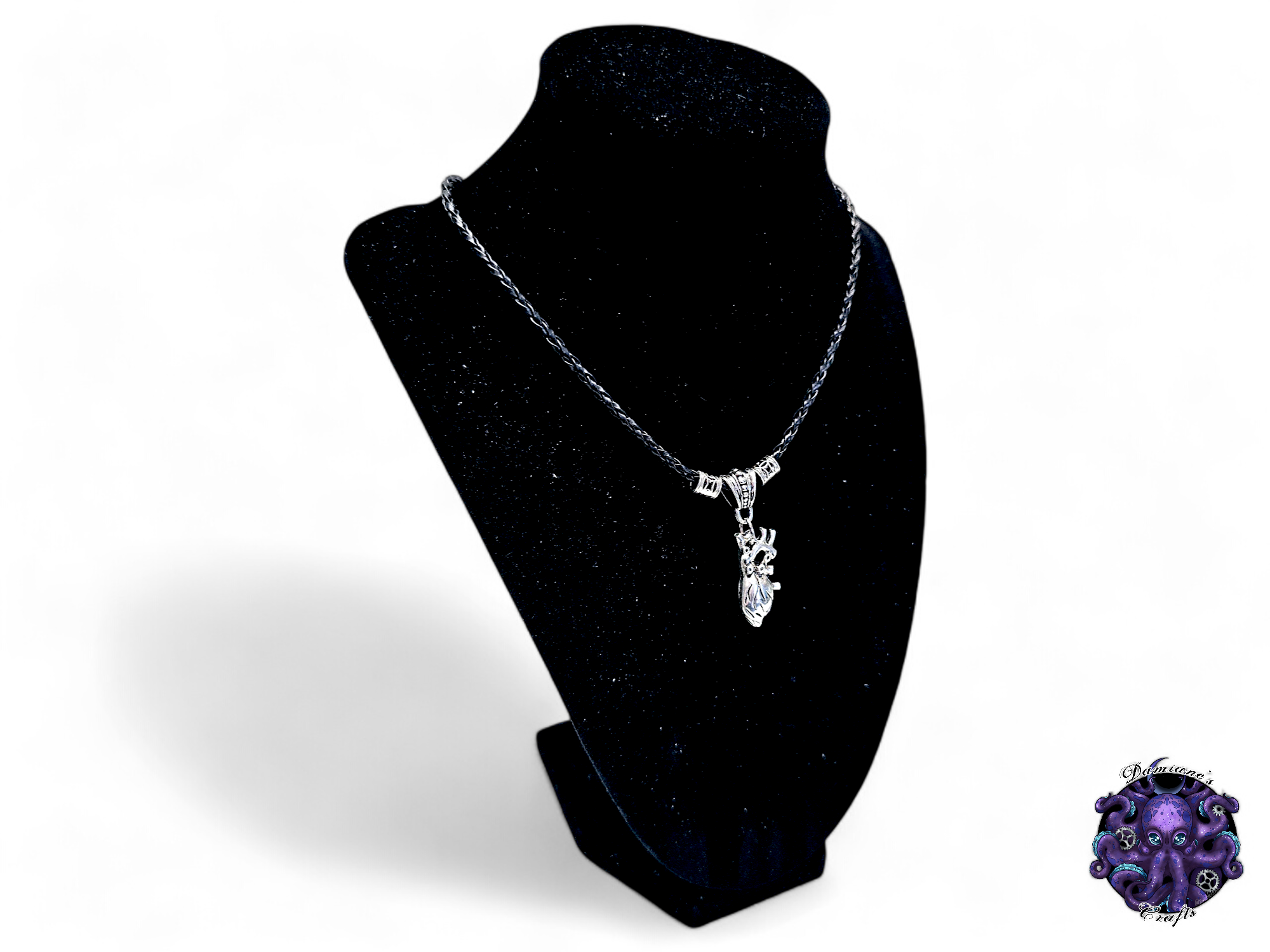 Collier, pendentif, cœur anatomique, sorcière, gothique, cordon en cuir, cadeau pour elle, GN, costume, argent