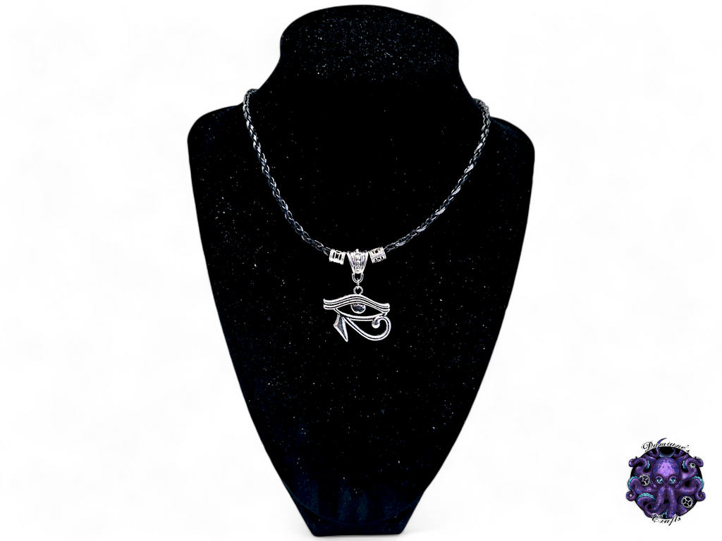 Collar, colgante, ojo de Ra, egipcio, mitología, cordón de cuero, regalo para él, LARP, disfraz, plata