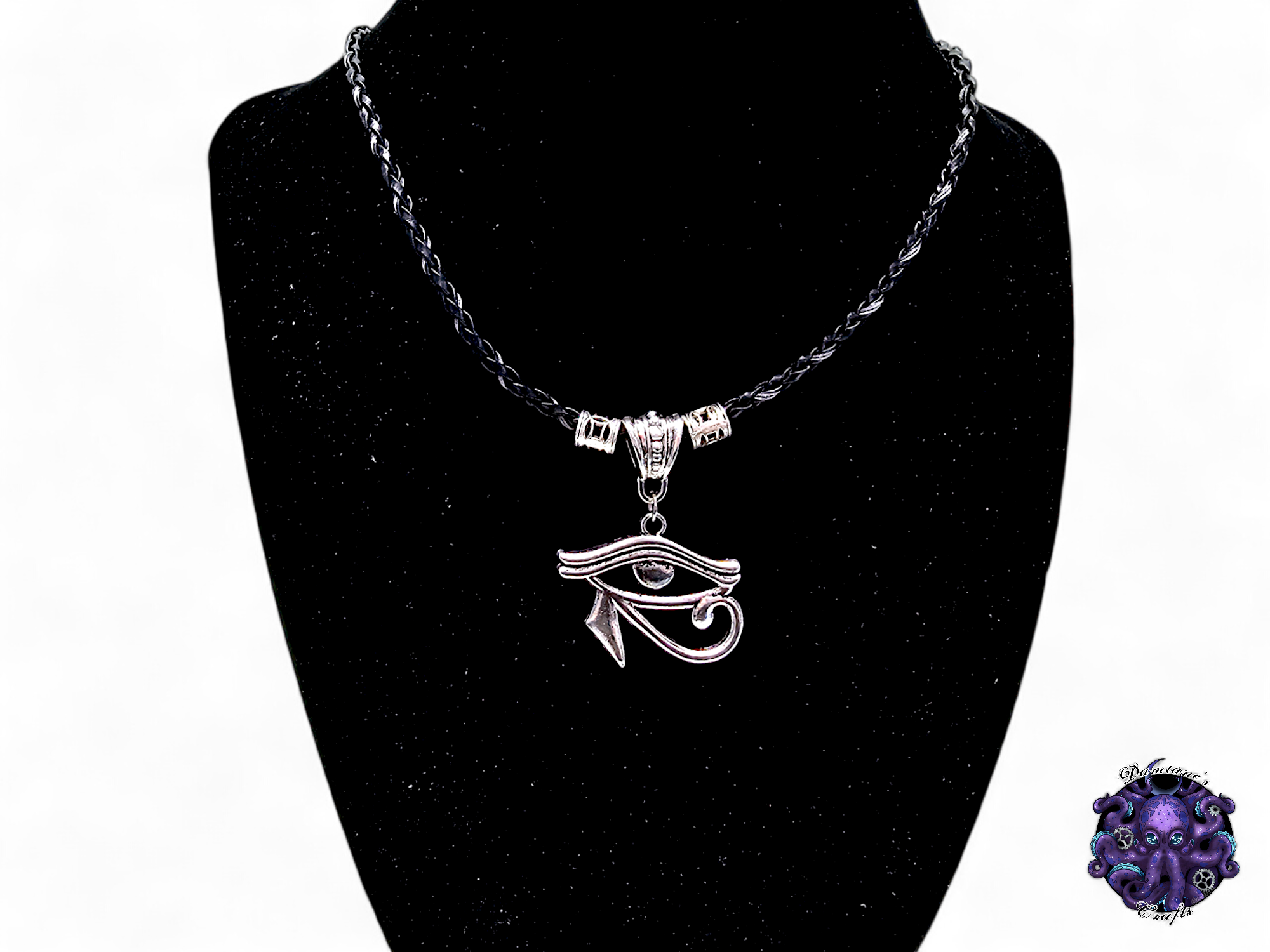 Necklace, pendant, Ra eye, egyptian, mythology, leather cord, gift for him, LARP, costume, silver