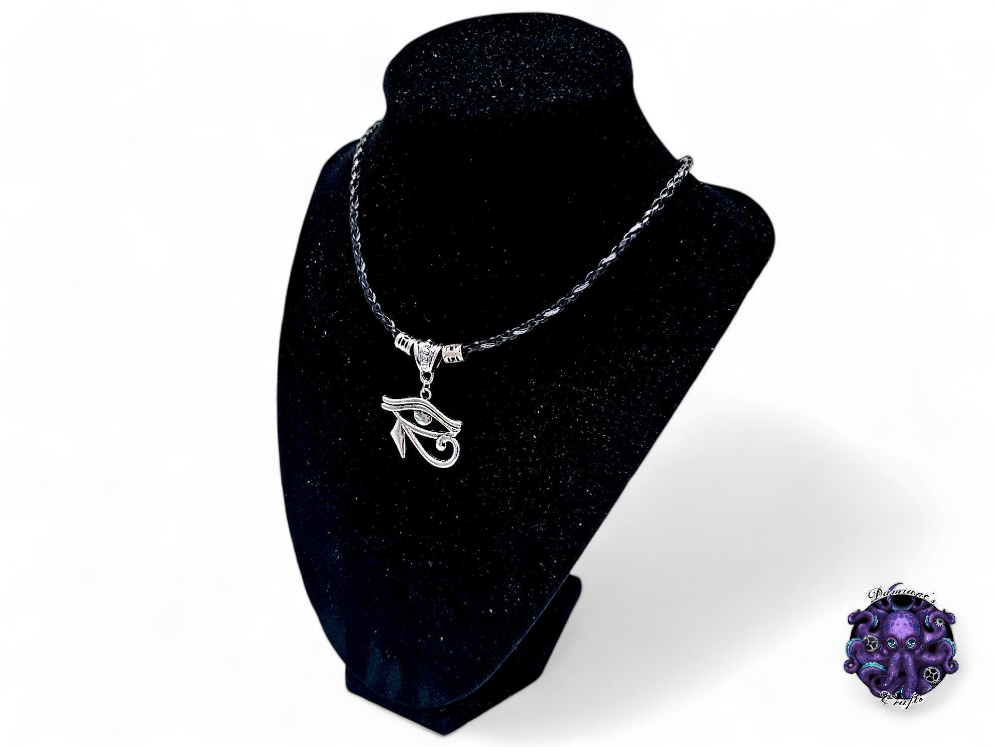 Collar, colgante, ojo de Ra, egipcio, mitología, cordón de cuero, regalo para él, LARP, disfraz, plata