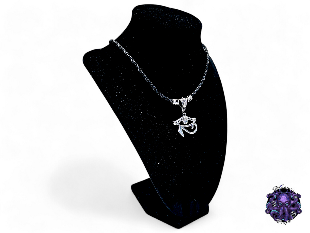 Collar, colgante, ojo de Ra, egipcio, mitología, cordón de cuero, regalo para él, LARP, disfraz, plata