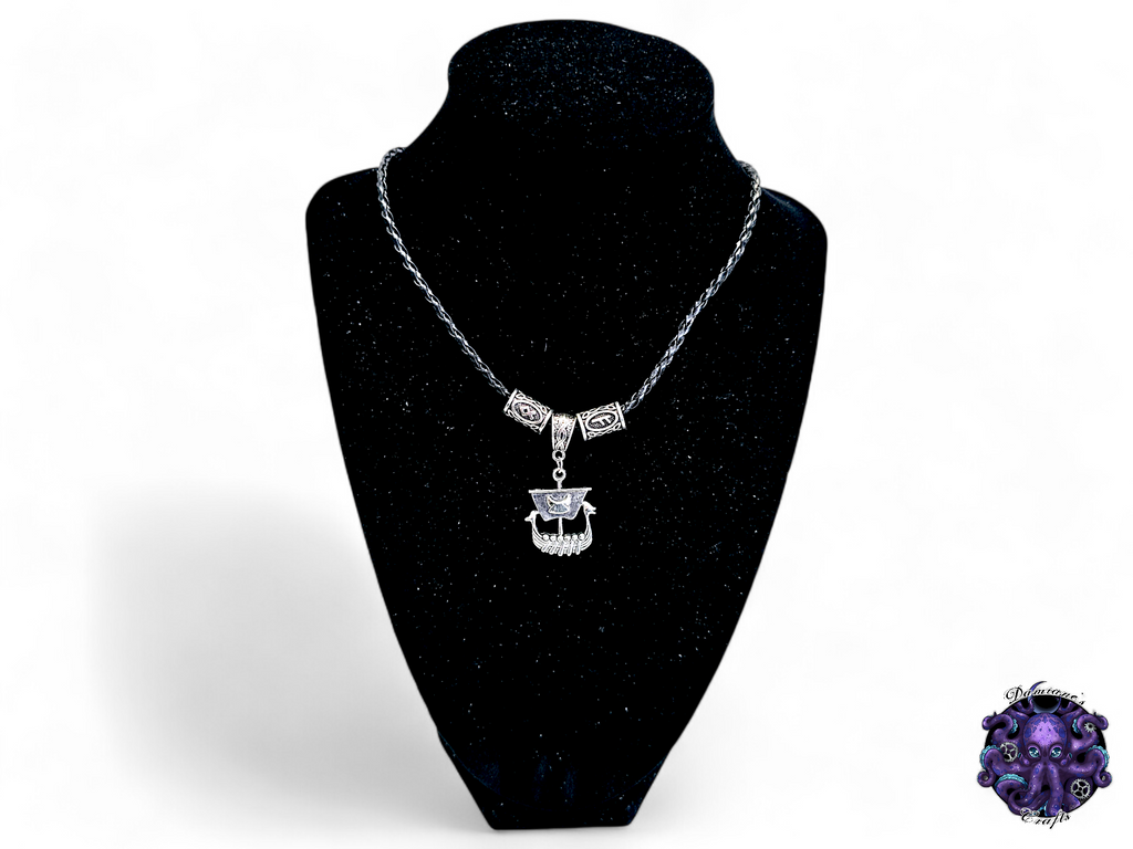 Collier, pendentif, Viking, Drakar, rune, cordon en cuir, cadeau pour lui, GN, costume, argent