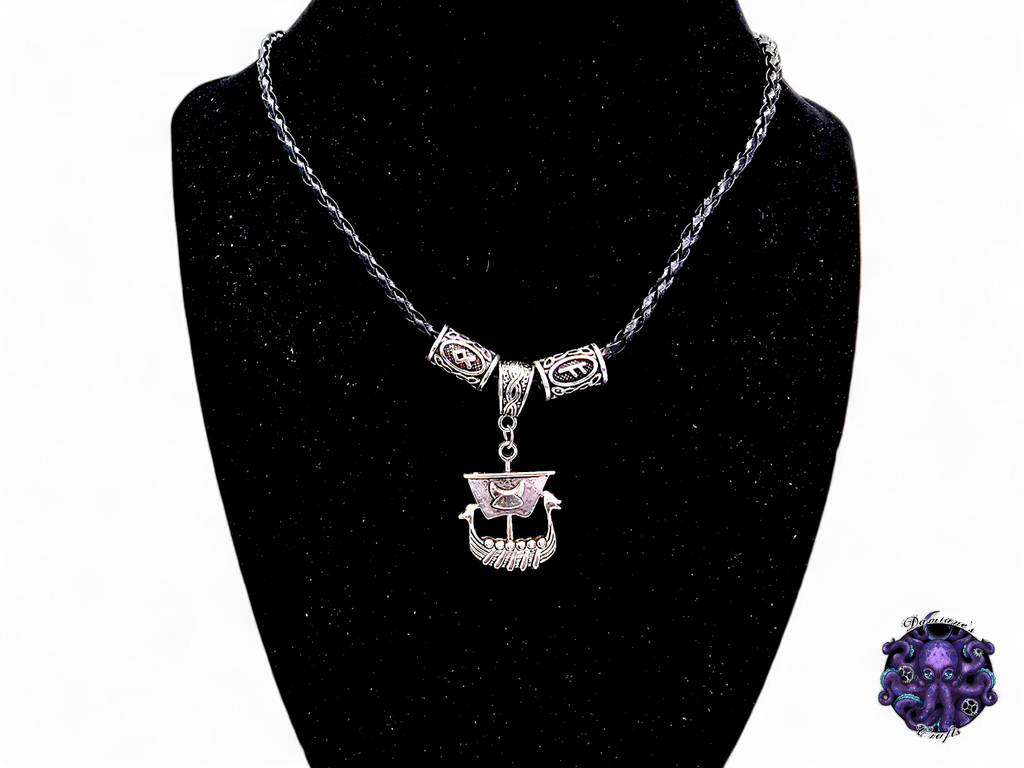 Collier, pendentif, Viking, Drakar, rune, cordon en cuir, cadeau pour lui, GN, costume, argent