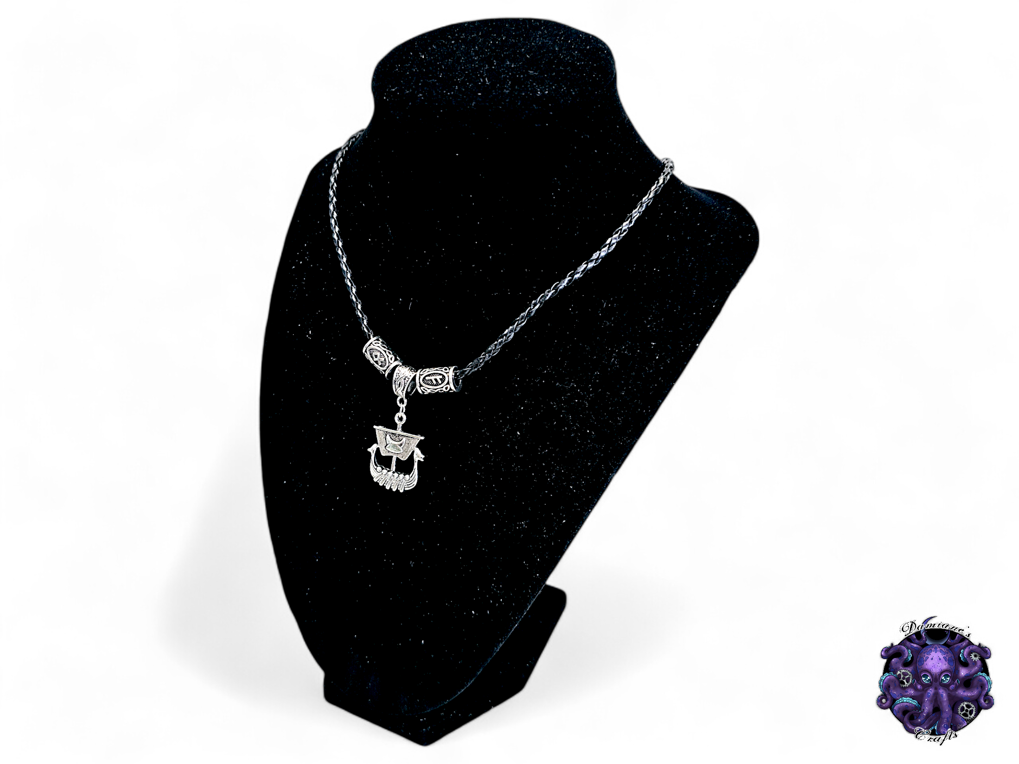 Collier, pendentif, Viking, Drakar, rune, cordon en cuir, cadeau pour lui, GN, costume, argent