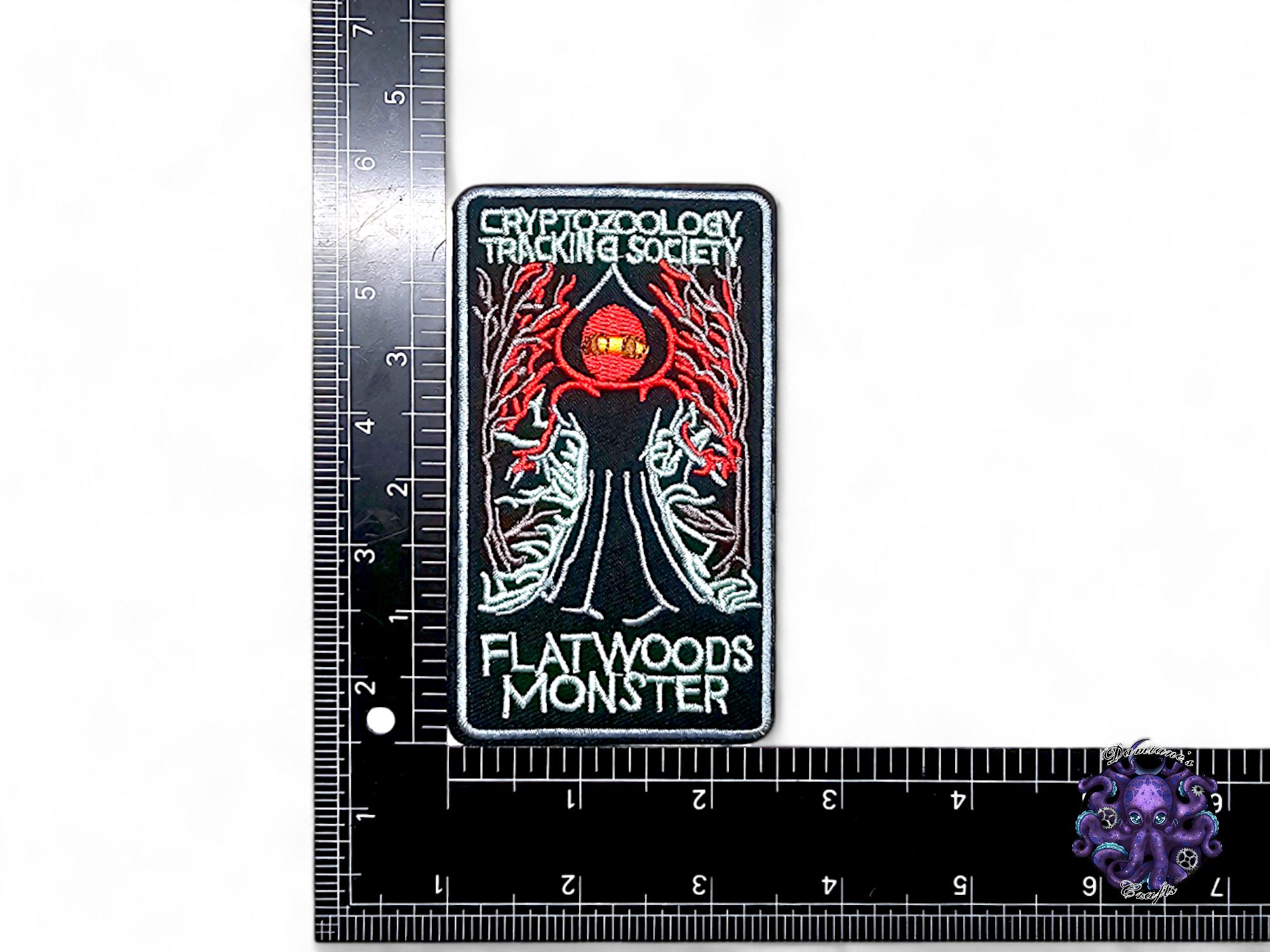 Embroided Patch, Iron on, Glue, Craft supply, Embroidery, Mothman, Loch ness, Chupacabra, Sasquatch, jackalope, flatwood, Jersey devil,monster, cryptid, legends