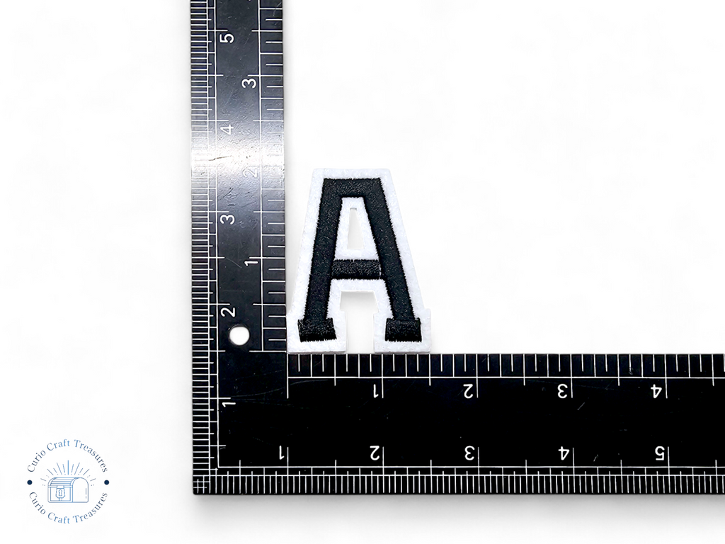 Écusson brodé, thermocollant, colle, matériel de loisirs créatifs, broderie, tissu, lettres, alphabet, noir, blanc
