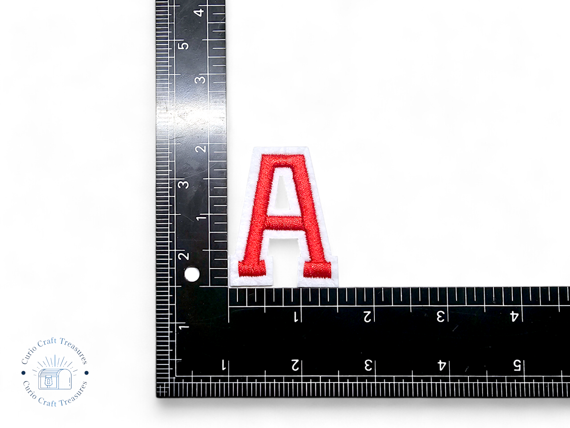 Embroided Patch, Iron on, Glue, Craft supply, Embroidery, Fabric, Letters, Alphabet, Red, White