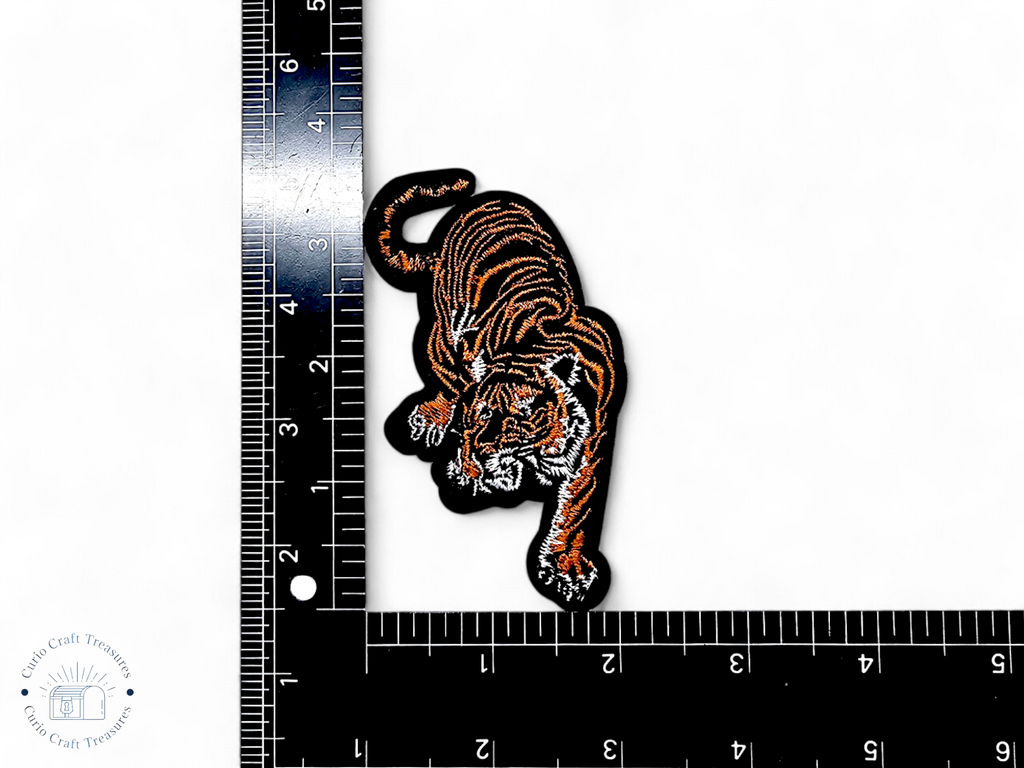 Écusson brodé, thermocollant, colle, matériel de loisirs créatifs, broderie, tissu, tigre, agressif, animal