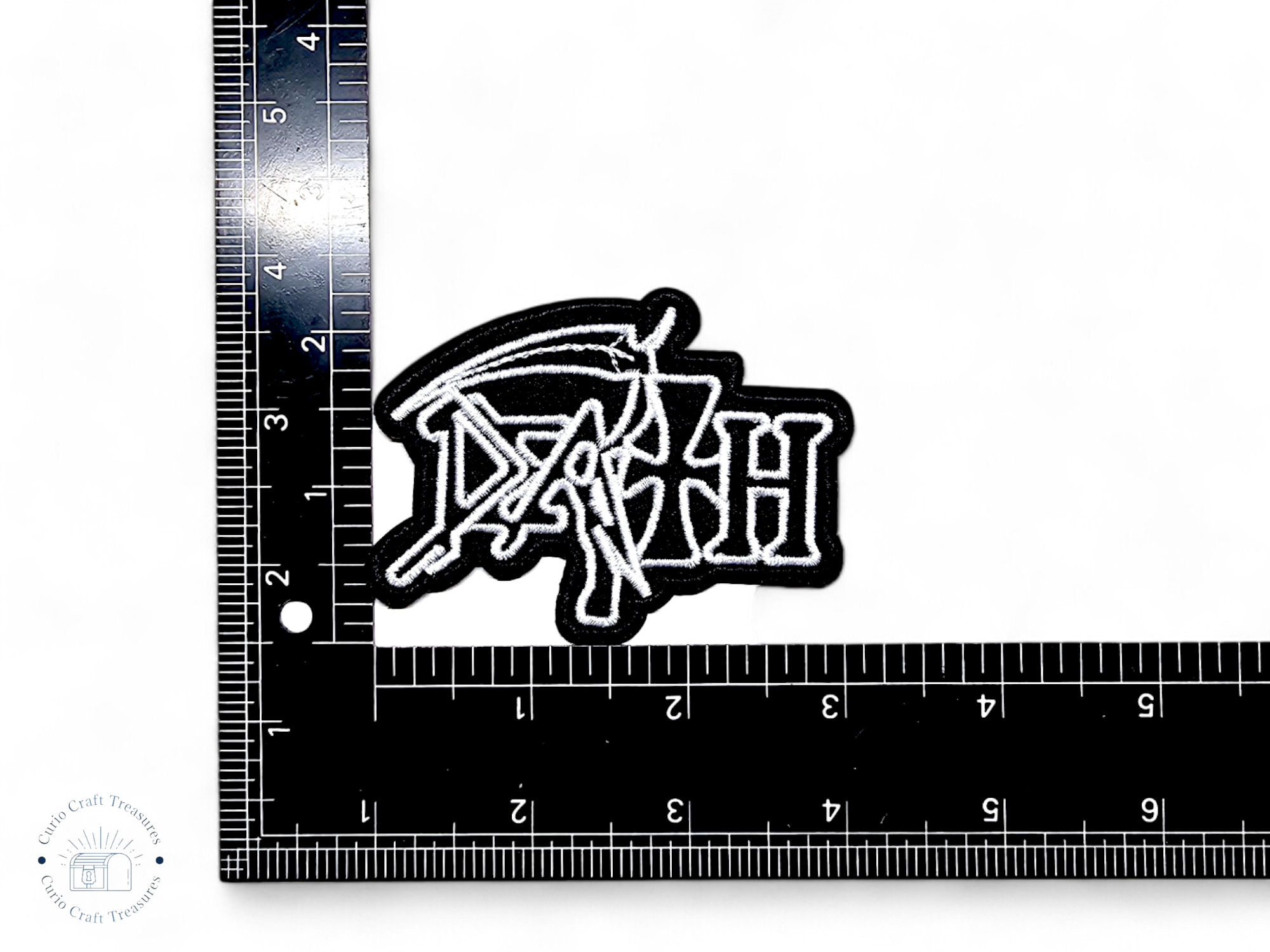 Embroided Patch, Iron on, Glue, Craft supply, Embroidery, Fabric, Gothic, Halloween, spooky, skeleton, Death, Reaper