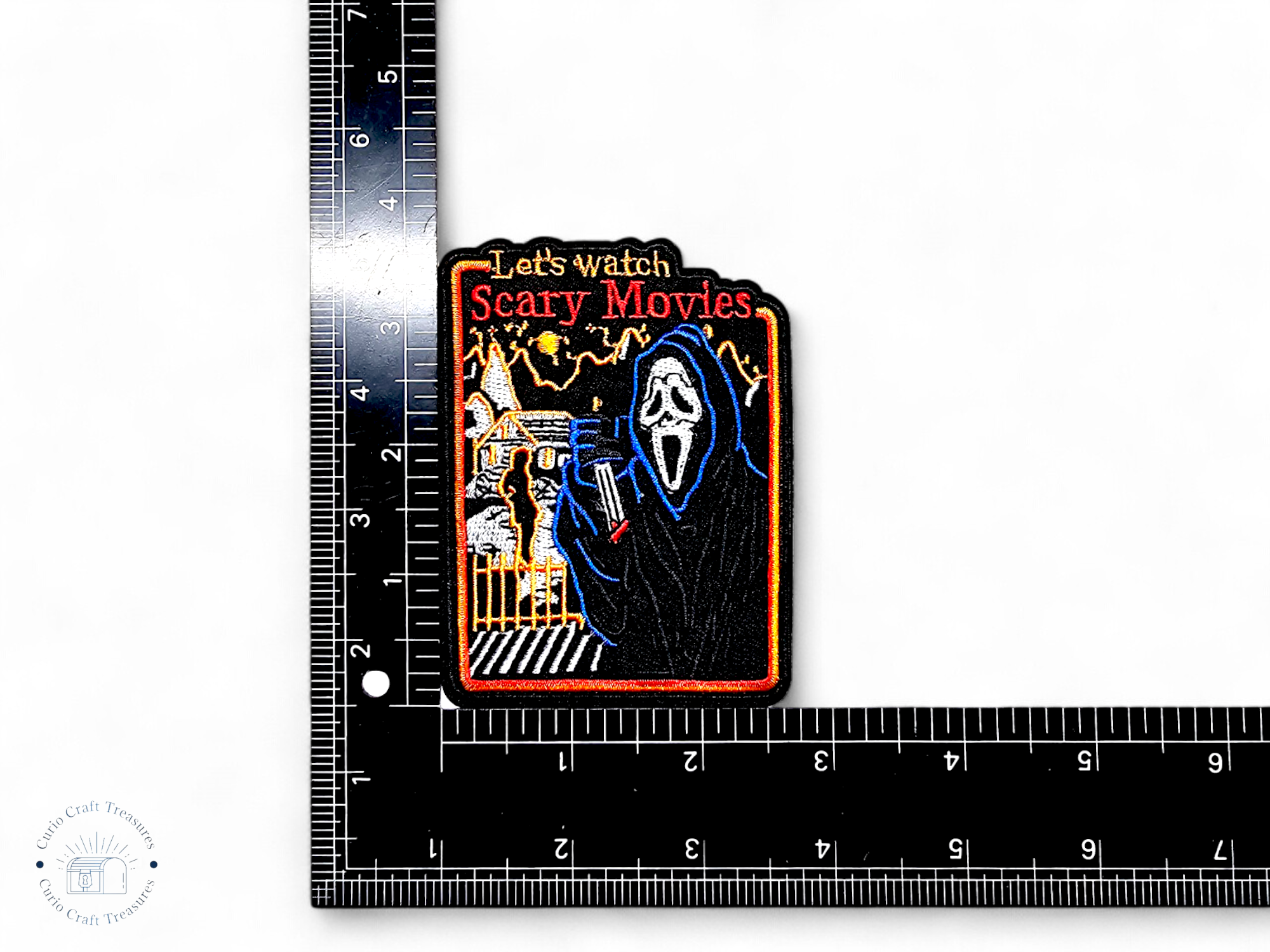 Embroided Patch, Iron on, Glue, Craft supply, Embroidery, Fabric, Movie, Old movies, classic, horror, 80s, knife, dream it, rocky