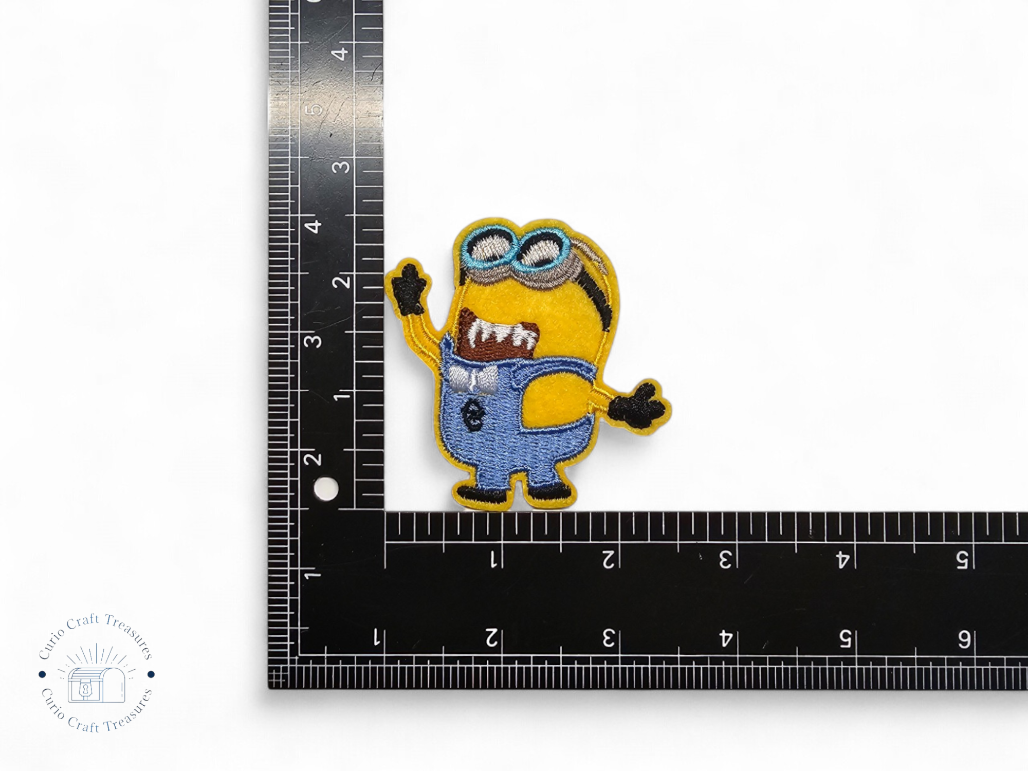Embroided Patch, Iron on, Glue, Craft supply, Embroidery, Fabric, movie, Cartoon, creature, yellow, denim