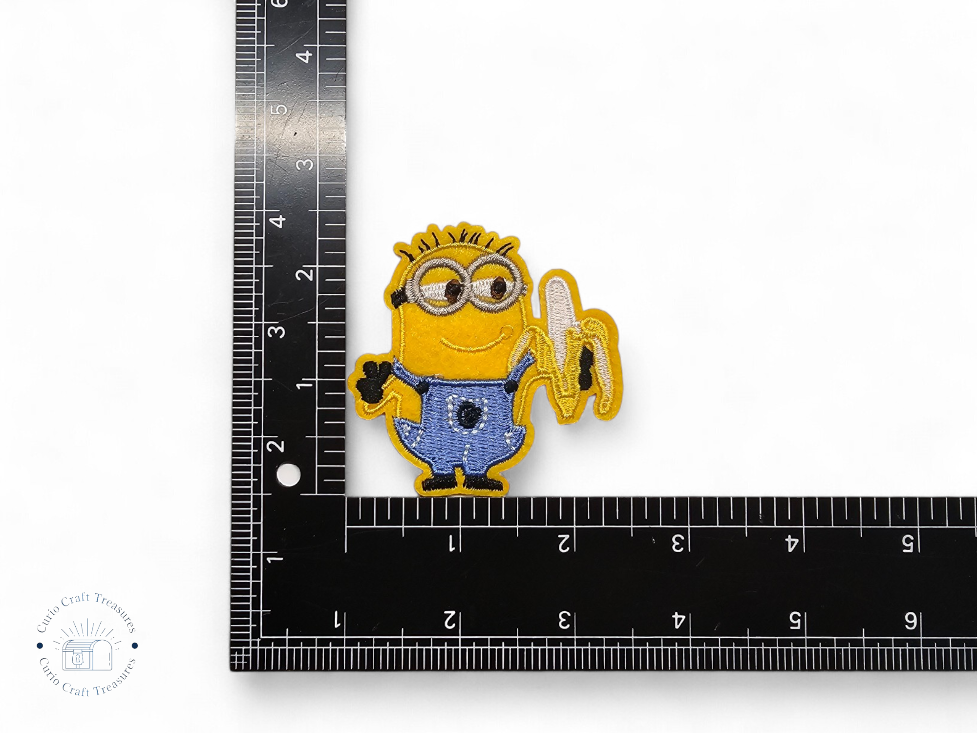 Embroided Patch, Iron on, Glue, Craft supply, Embroidery, Fabric, movie, Cartoon, creature, yellow, denim