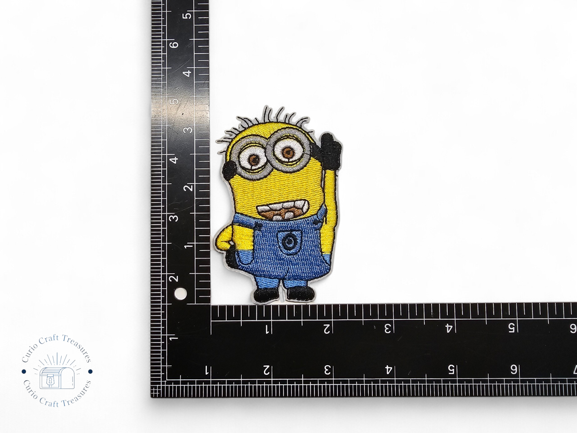 Embroided Patch, Iron on, Glue, Craft supply, Embroidery, Fabric, movie, Cartoon, creature, yellow, denim