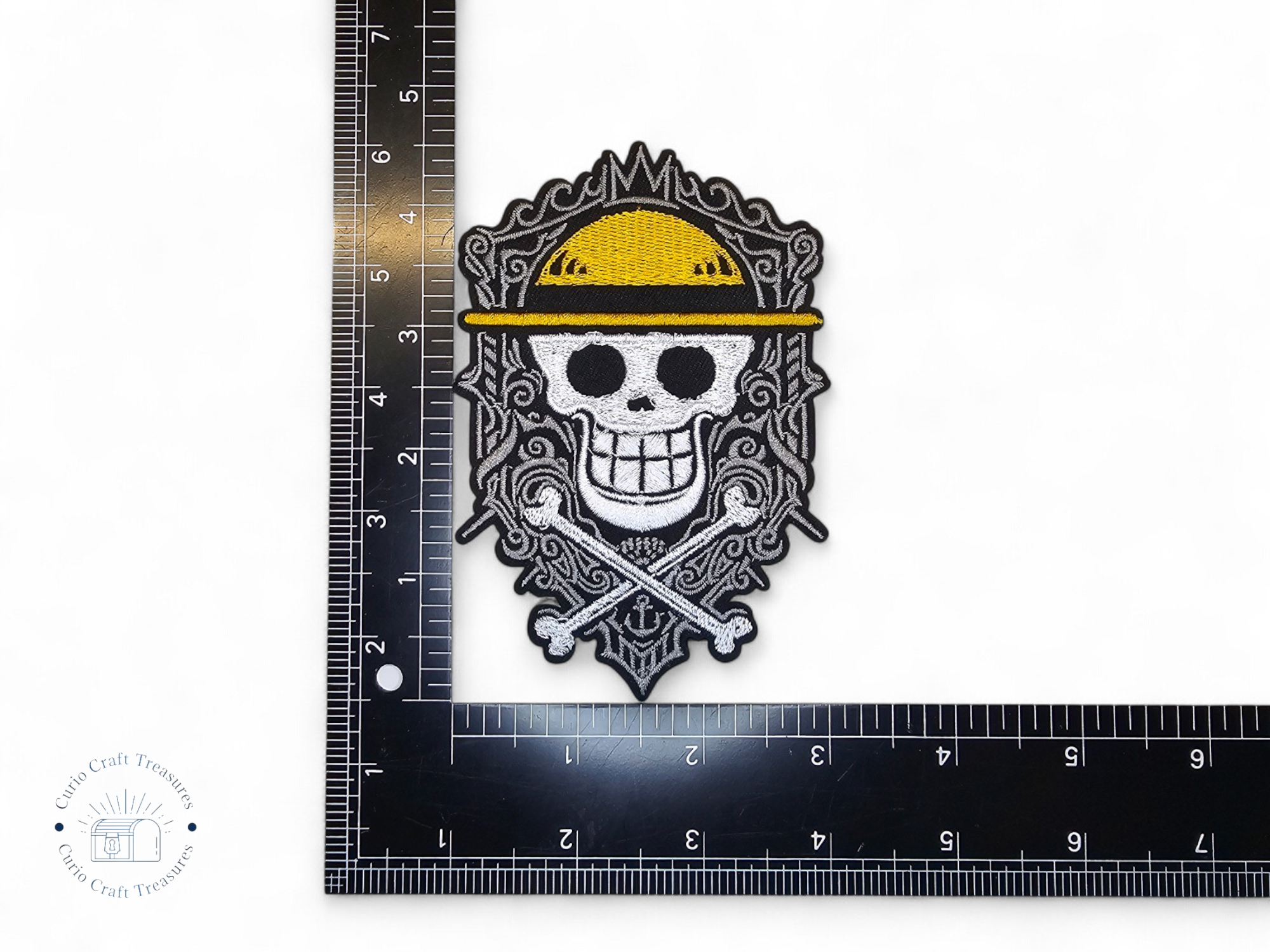 Embroided Patch, Iron on, Glue, Craft supply, Embroidery, Fabric, tv show, Anime, classic, Pirate, straw hat, smile, skull and bones, boat, christmas
