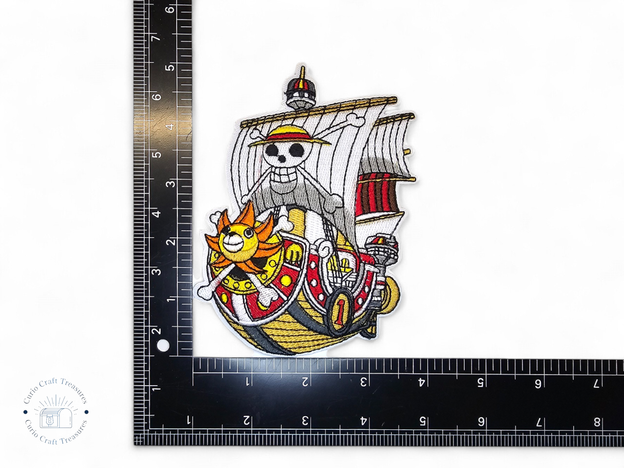 Embroided Patch, Iron on, Glue, Craft supply, Embroidery, Fabric, tv show, Anime, classic, Pirate, straw hat, smile, skull and bones, boat, christmas