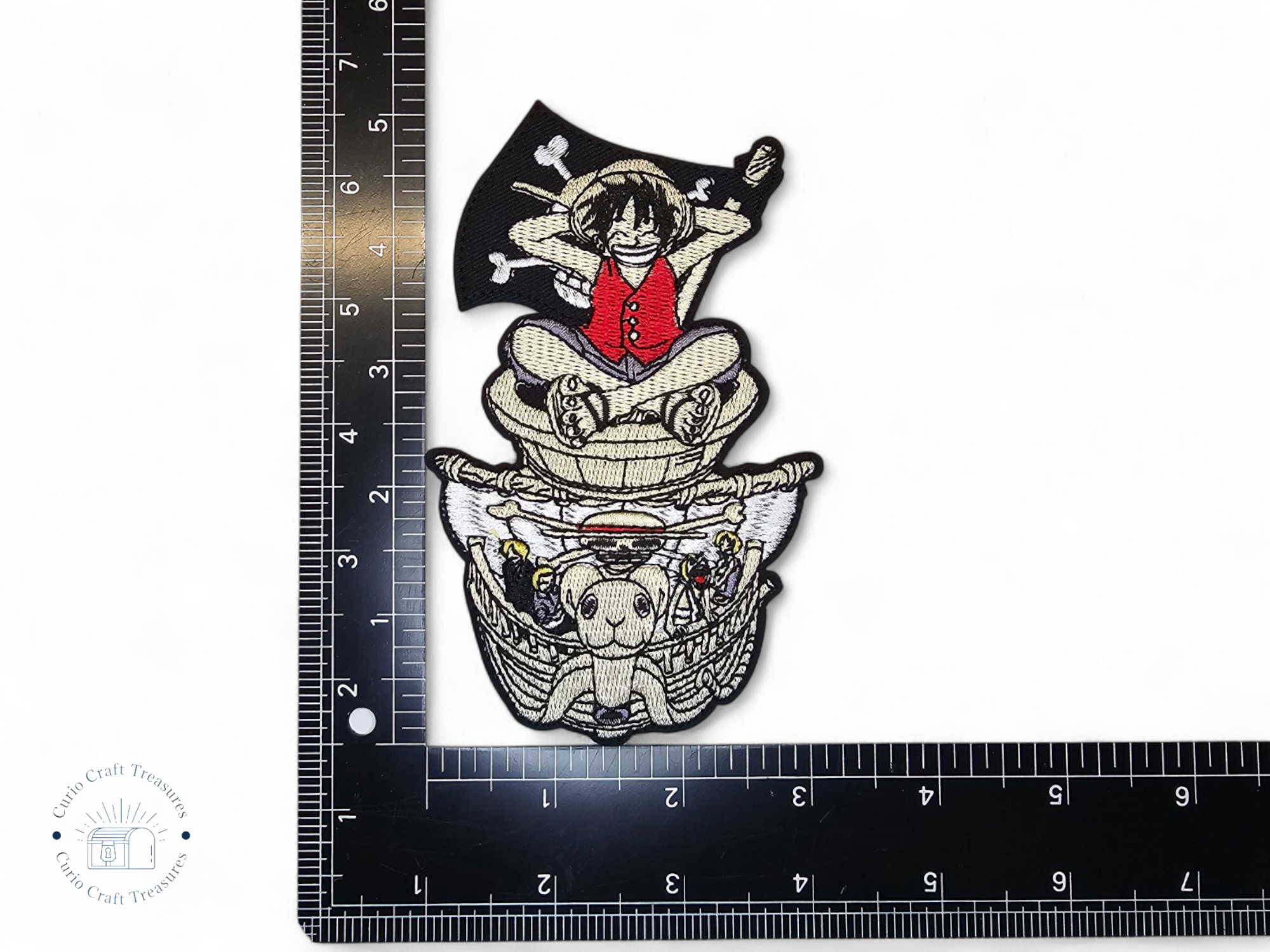 Embroided Patch, Iron on, Glue, Craft supply, Embroidery, Fabric, tv show, Anime, classic, Pirate, straw hat, smile, skull and bones, boat, christmas
