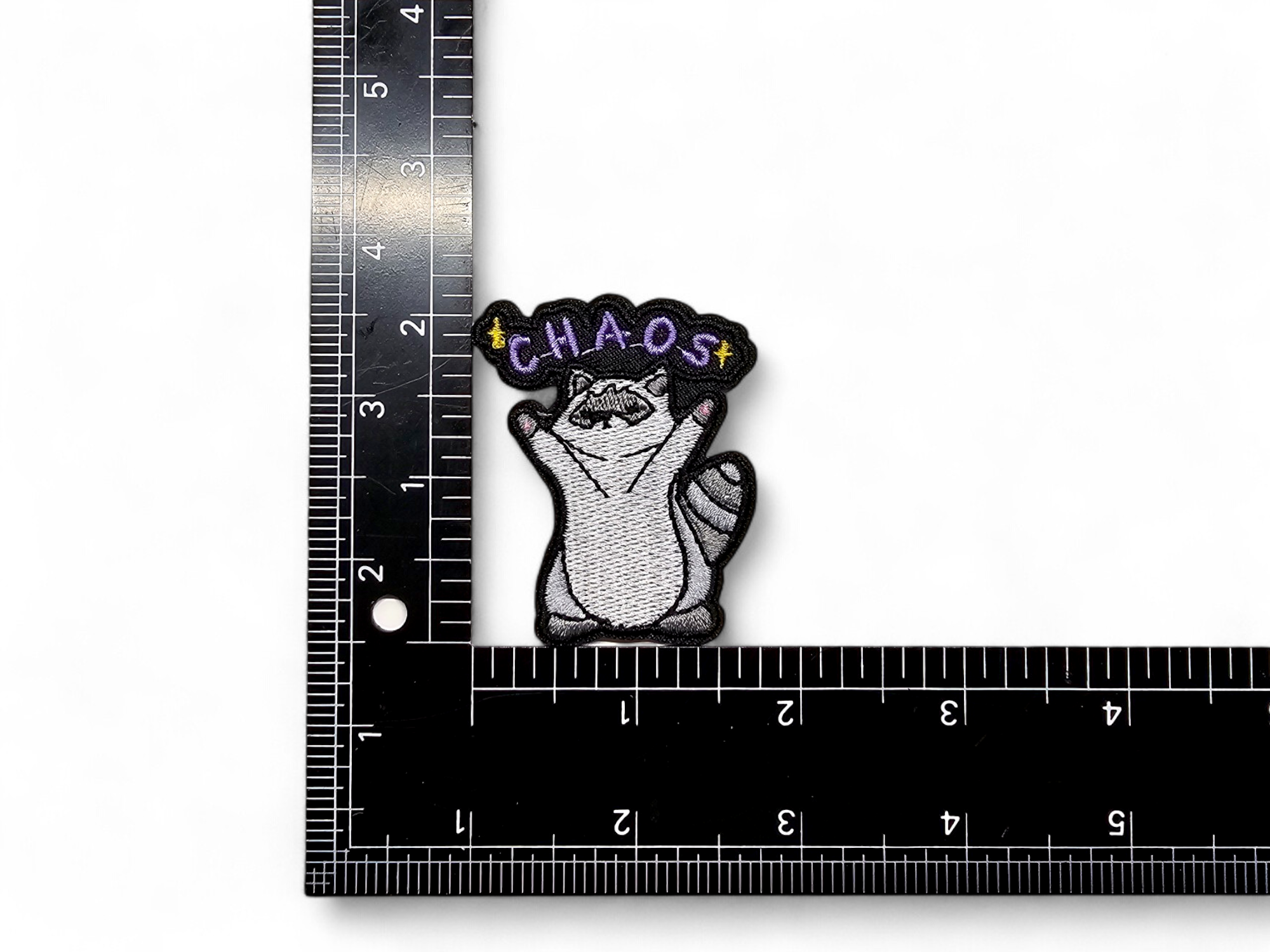 Embroided Patch, Iron on, Glue, Craft supply, Embroidery, Fabric, Raccoon, Possum, Opossum, Garbage, Chaos, Play dead, Eat the rich, Punk, Weird, crazy, trash can, trashy