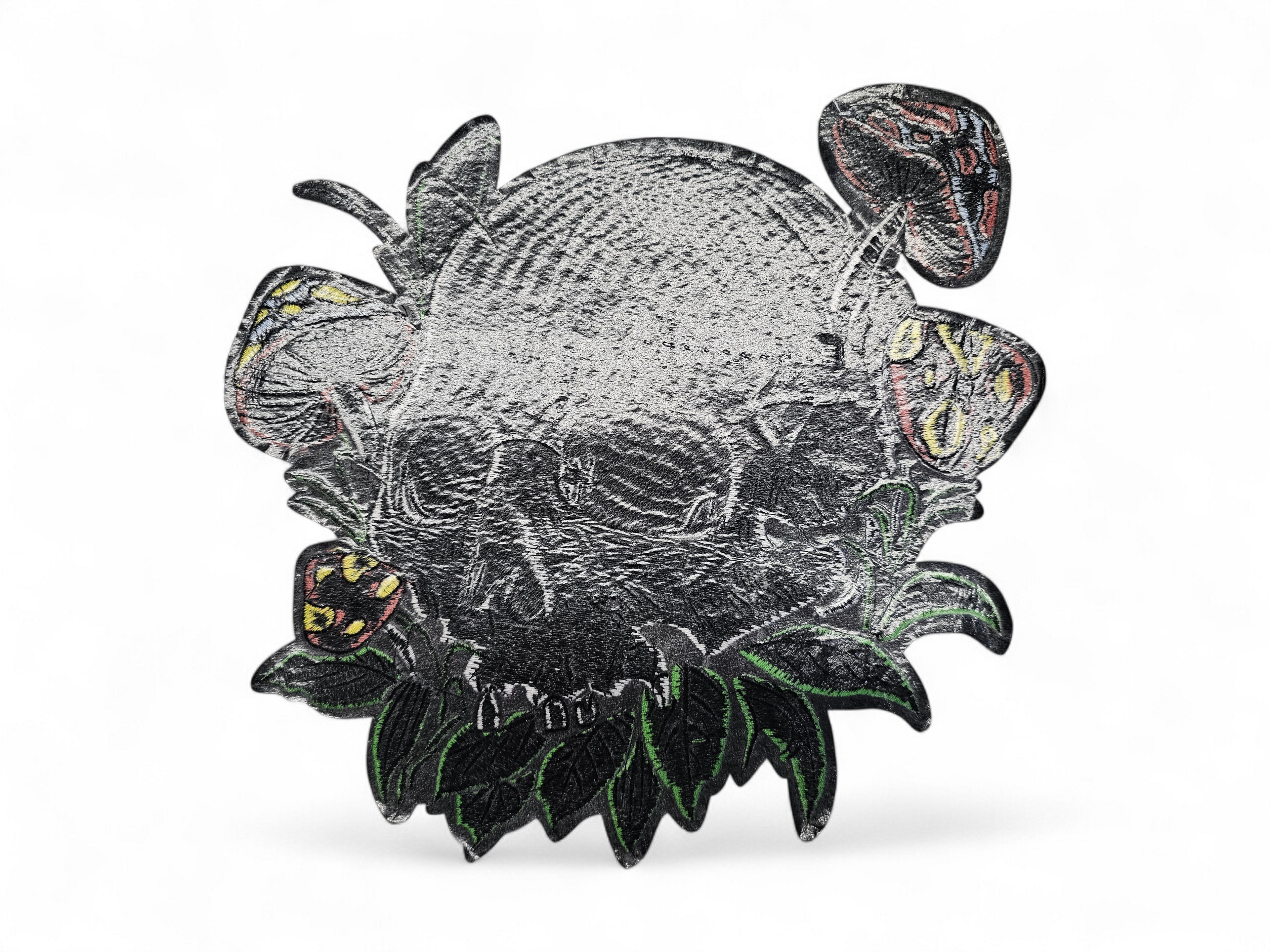Large, Back, Embroided Patch, Iron on, Glue, Craft supply, Embroidery, Fabric, Skull, mushroom, colorful