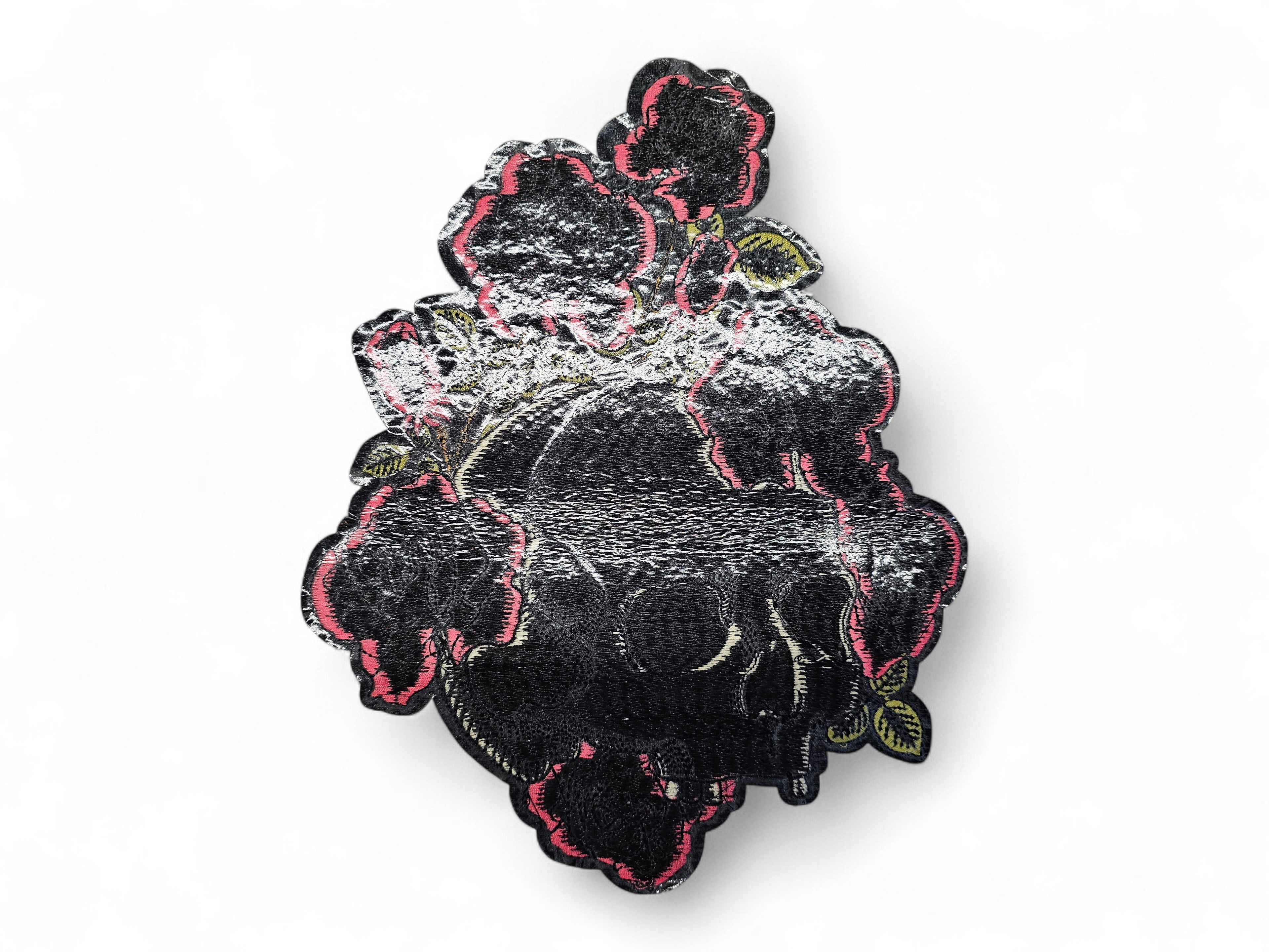 Large, Back, Embroided Patch, Iron on, Glue, Craft supply, Embroidery, Fabric, Skull, Rose, flower, floral, colorful