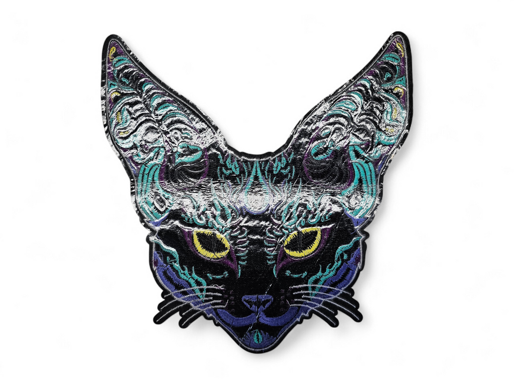 Large, Back, Embroided Patch, Iron on, Glue, Craft supply, Embroidery, Fabric, Cat, Egyptian, colorful, siamese, rex, animal, witch, witchy, companion, familiar