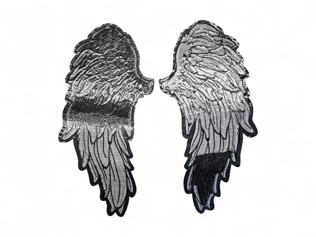 Large, Back, Embroided Patch, Iron on, Glue, Craft supply, Embroidery, Fabric, Wings, feather, angel