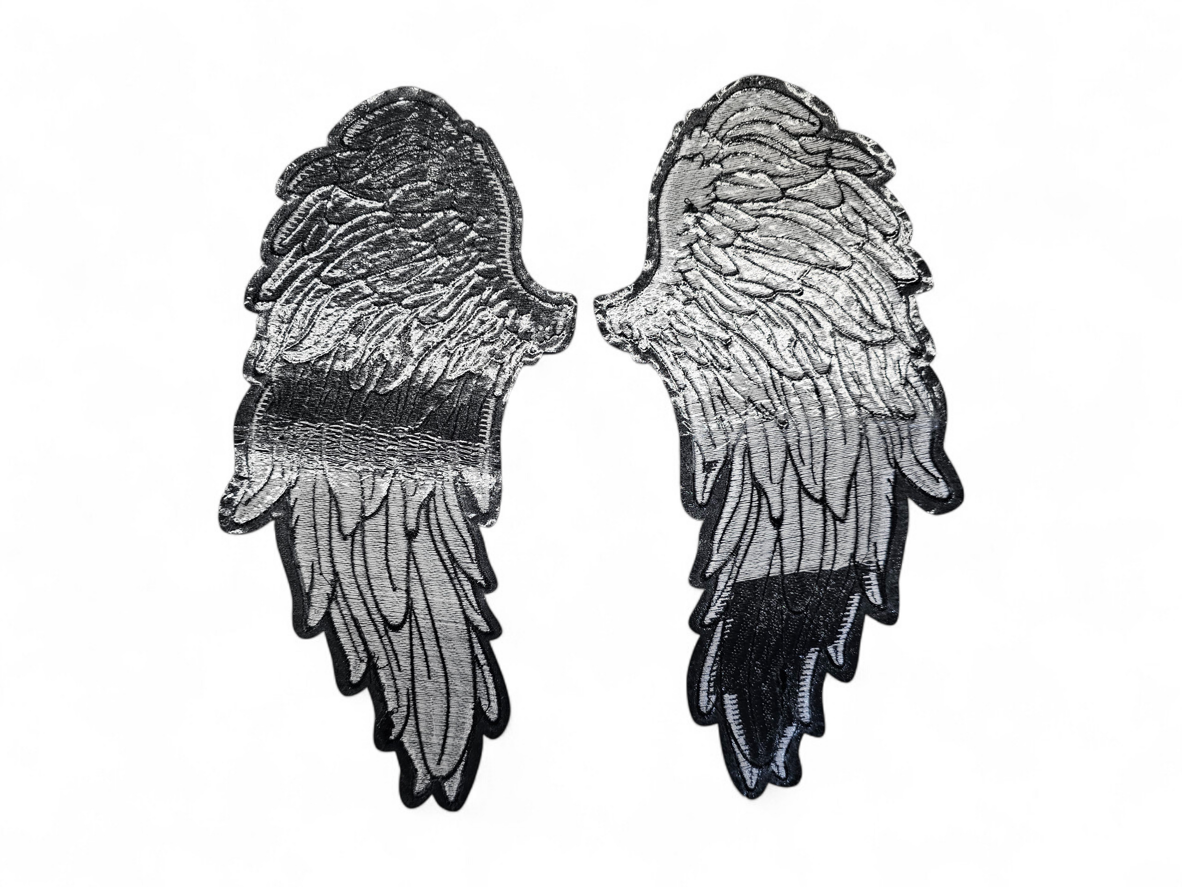 Large, Back, Embroided Patch, Iron on, Glue, Craft supply, Embroidery, Fabric, Wings, feather, angel