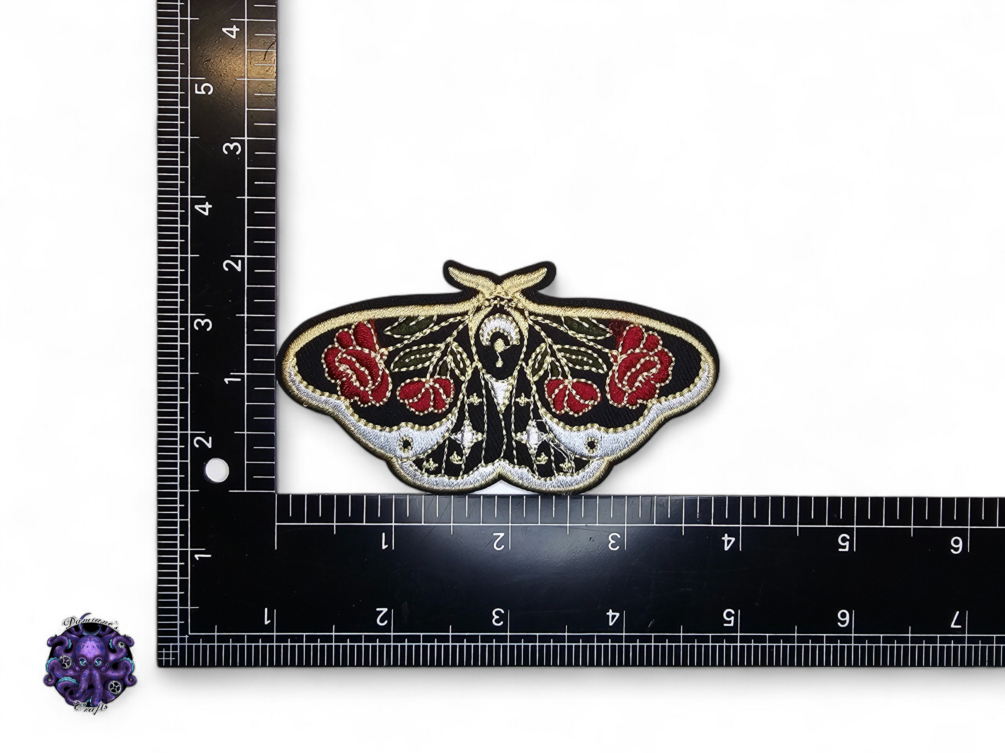 Embroided Patch, Iron on, Glue, Craft supply, Embroidery, Fabric, Butterfly, Monarch, Cottagecore, Fairycore, lunar moth, flower, floral