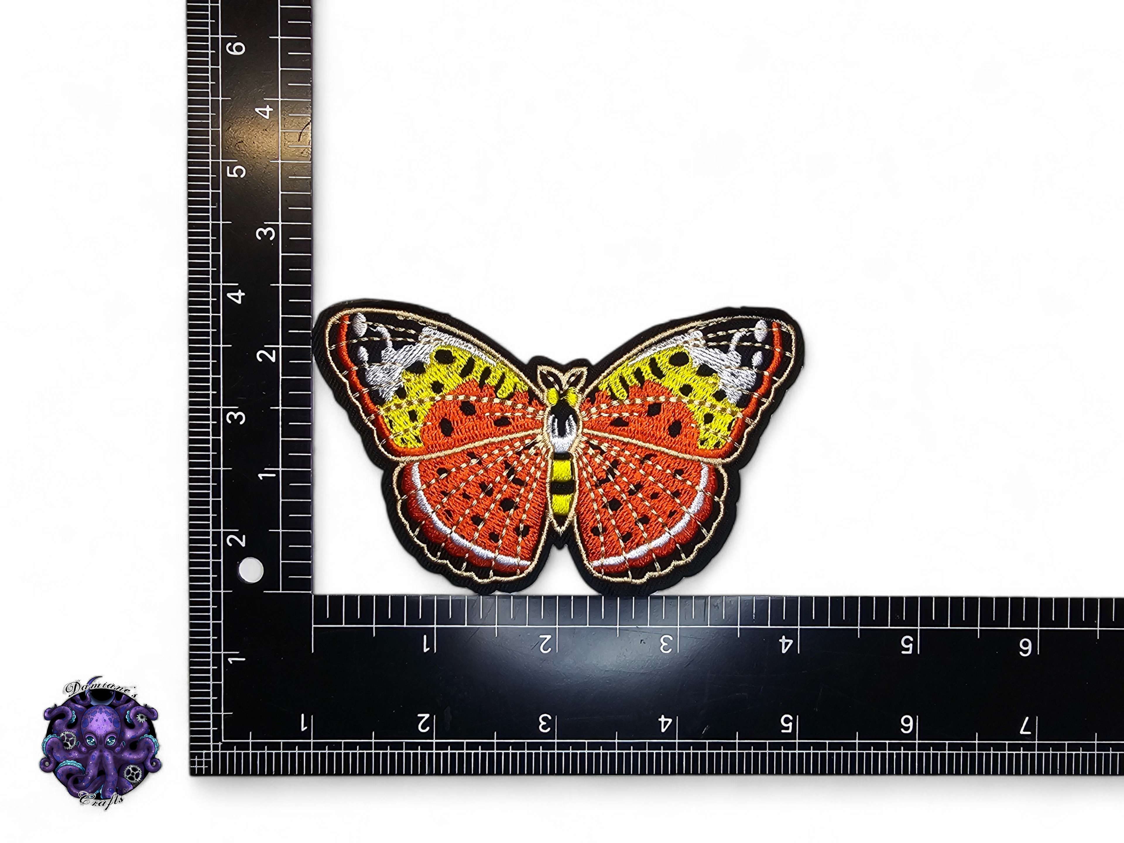 Embroided Patch, Iron on, Glue, Craft supply, Embroidery, Fabric, Butterfly, Monarch, Cottagecore, Fairycore, lunar moth, flower, floral
