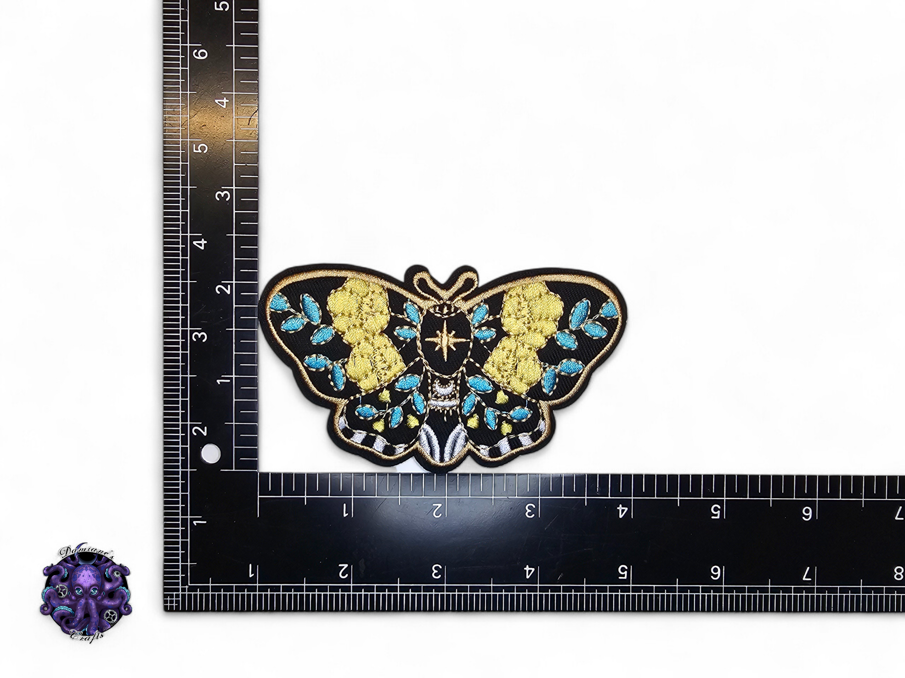 Embroided Patch, Iron on, Glue, Craft supply, Embroidery, Fabric, Butterfly, Monarch, Cottagecore, Fairycore, lunar moth, flower, floral