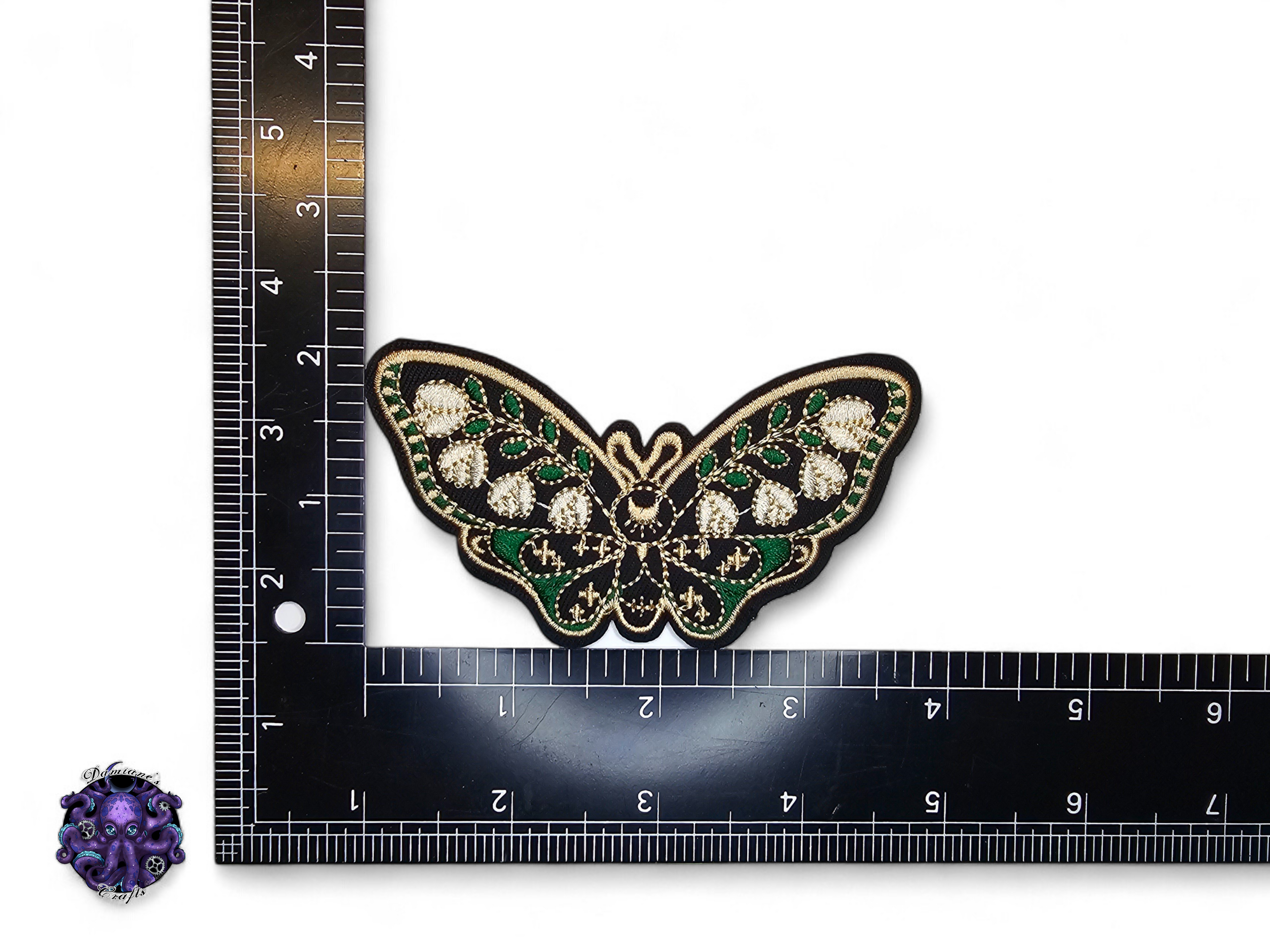 Embroided Patch, Iron on, Glue, Craft supply, Embroidery, Fabric, Butterfly, Monarch, Cottagecore, Fairycore, lunar moth, flower, floral