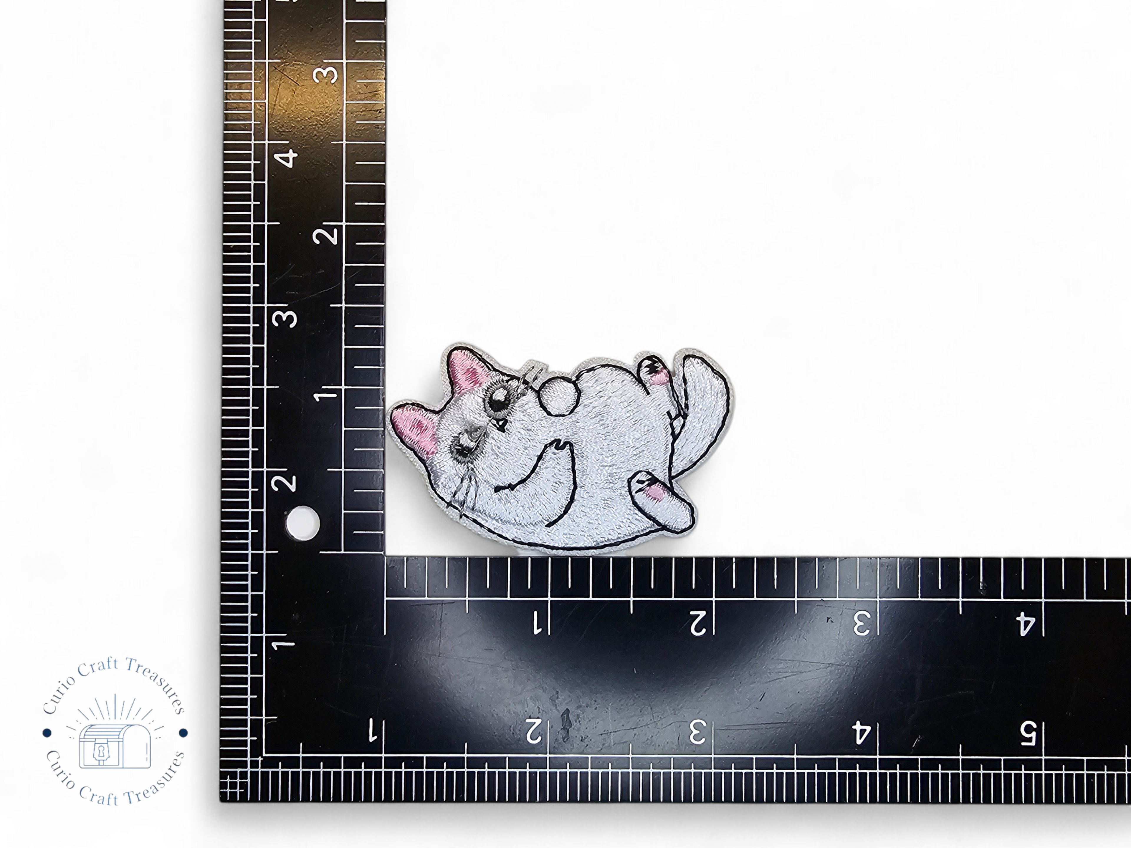 Embroided Patch, Iron on, Glue, Craft supply, Embroidery, Fabric, Cat, cute, animal, white, strawberry, flower, cherry