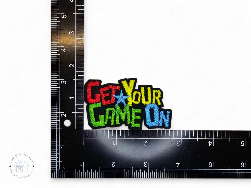 Embroided Patch, Iron on, Glue, Craft supply, Embroidery, Fabric, Gamer, gaming, game over, level up, joystick, controller, blue