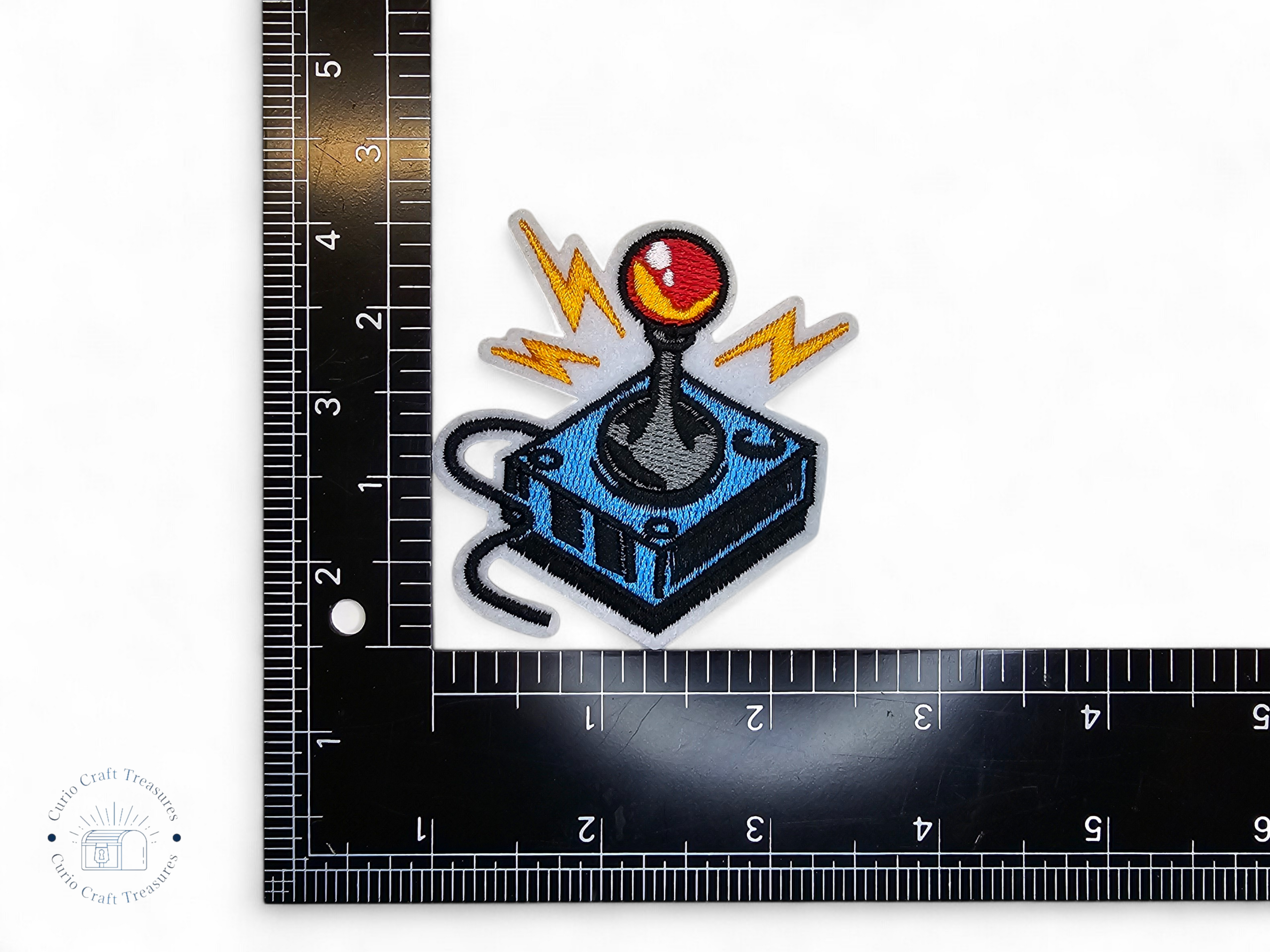 Embroided Patch, Iron on, Glue, Craft supply, Embroidery, Fabric, Gamer, gaming, game over, level up, joystick, controller, blue